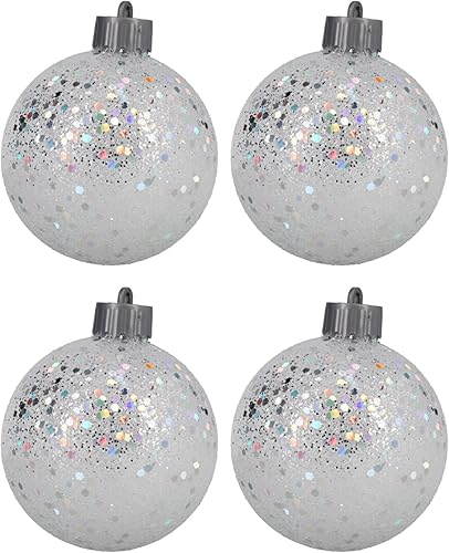 BFL - Adorno de bola LED brillante de 3.5 x 3.5 x 3.5 pulgadas, decoración navideña plateada con purpurina, añade un poco de estilo brillante a tus
