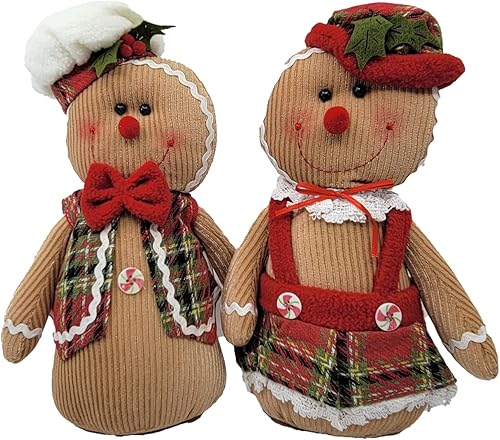 Oak Street Wholesale Figuras de peluche de pan de jengibre para hombre, niño y niña, decoración del hogar, parte inferior con peso, 12 pulgadas de