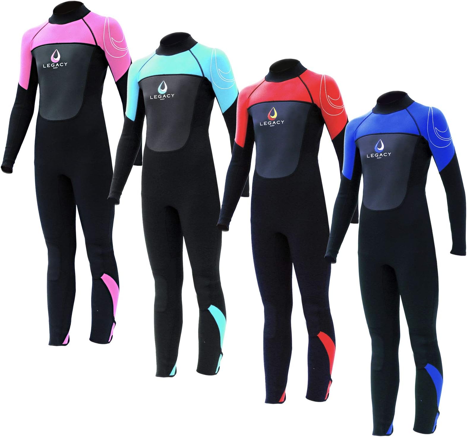 Legacy 3/2mm Junior Full Length Wetsuit Childs Steamer Kids Boys Girls Age 4-16 - 4 Colours