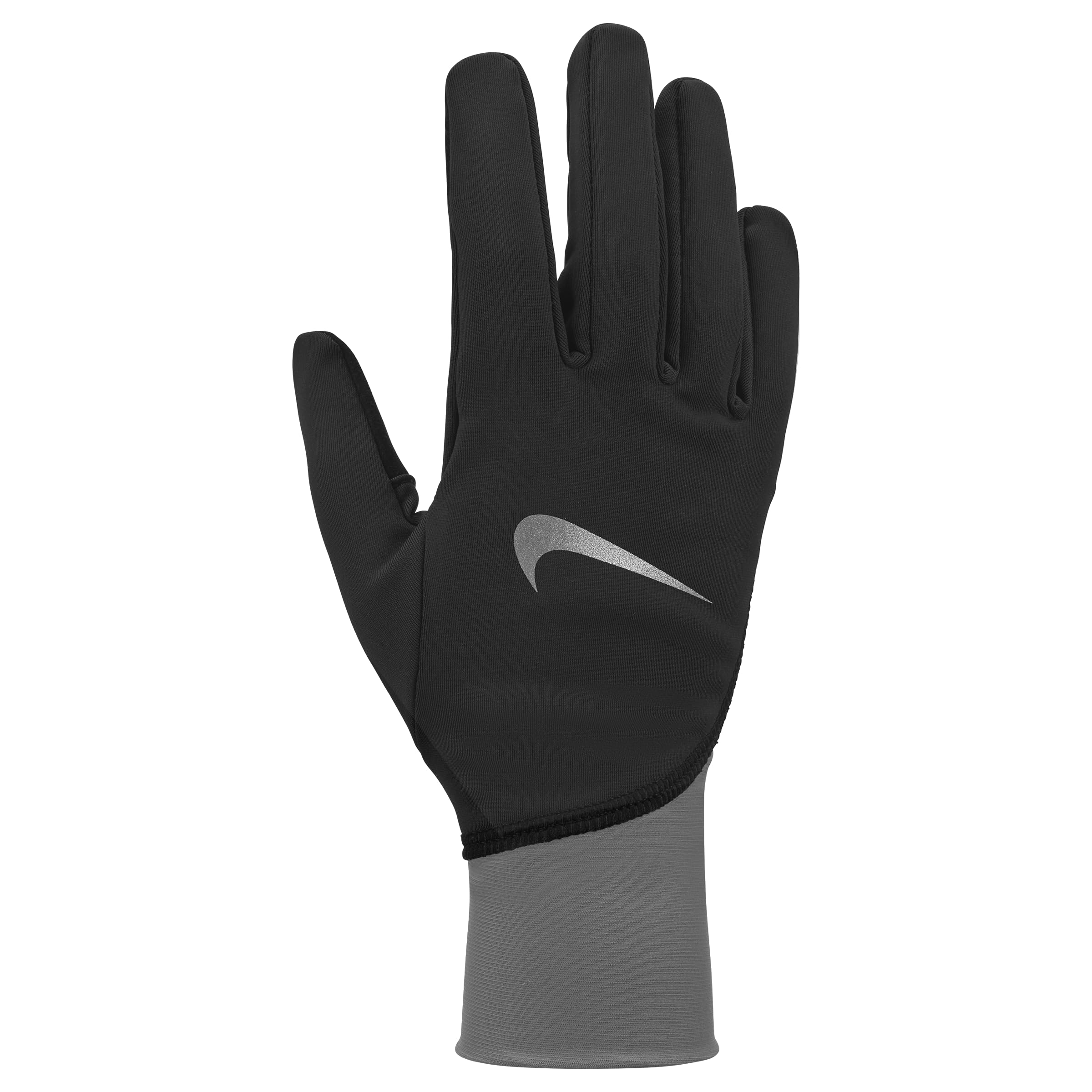 Nike Women's Pacer Midweight Running Gloves, Warm Training and Sports Gloves, Black/Smoke Grey/Silver, L