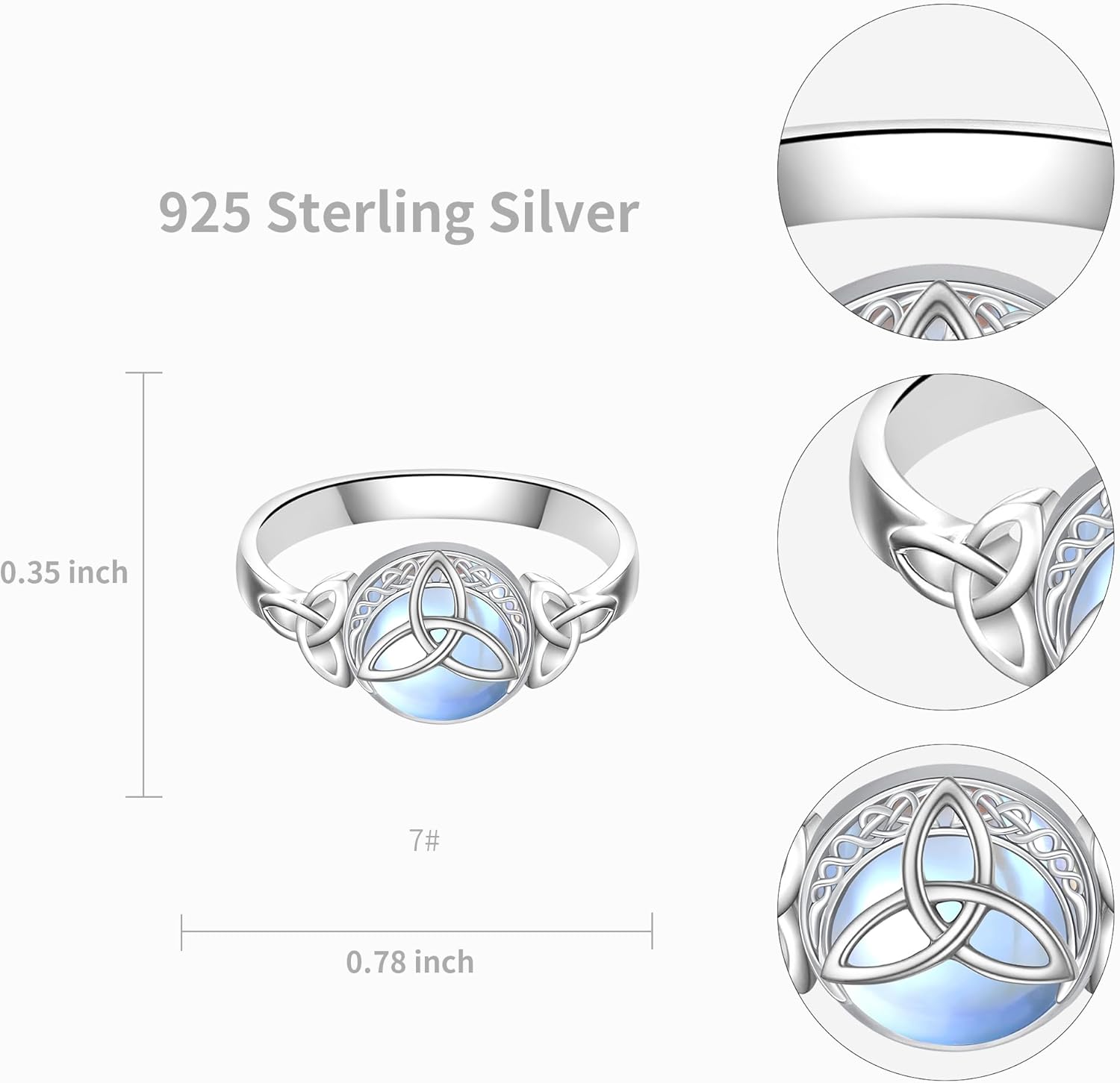 Witches Knot Ring Celtic Rings for Women Nudo De Bruja Plata 925 Original Witchy Jewelry Moonstone Sterling Silver Nudo De Brujas Amuleto Proteccion Wiccan Gifts Celtic Irish Jewelry - Image 6