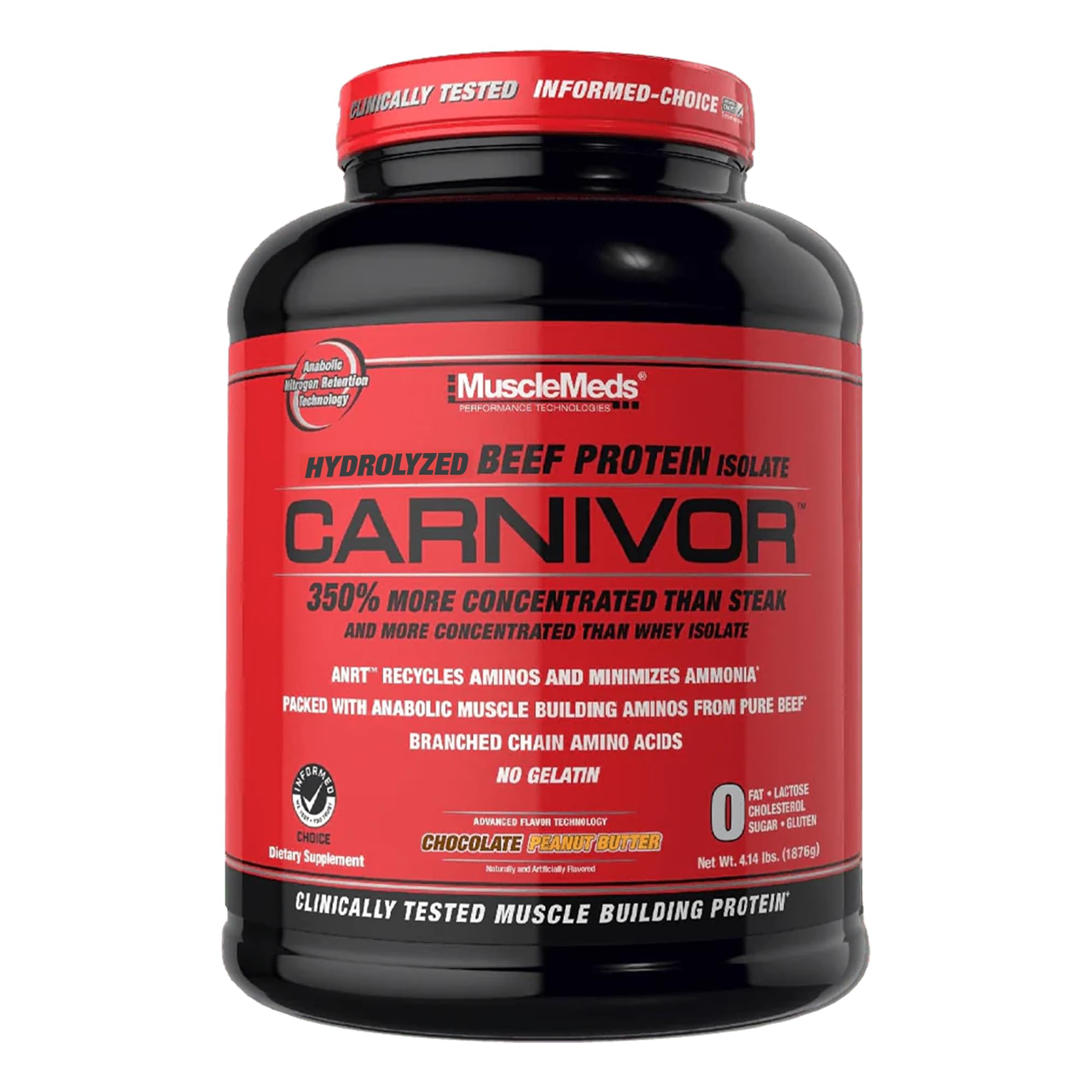 CARNIVOR Beef Protein Isolate Powder, Muscle Building, Recovery, Lactose Free, Sugar Free, Fat, Free, 23g Protein, Halal Certified, Chocolate Peanut Butter, 56 Servings