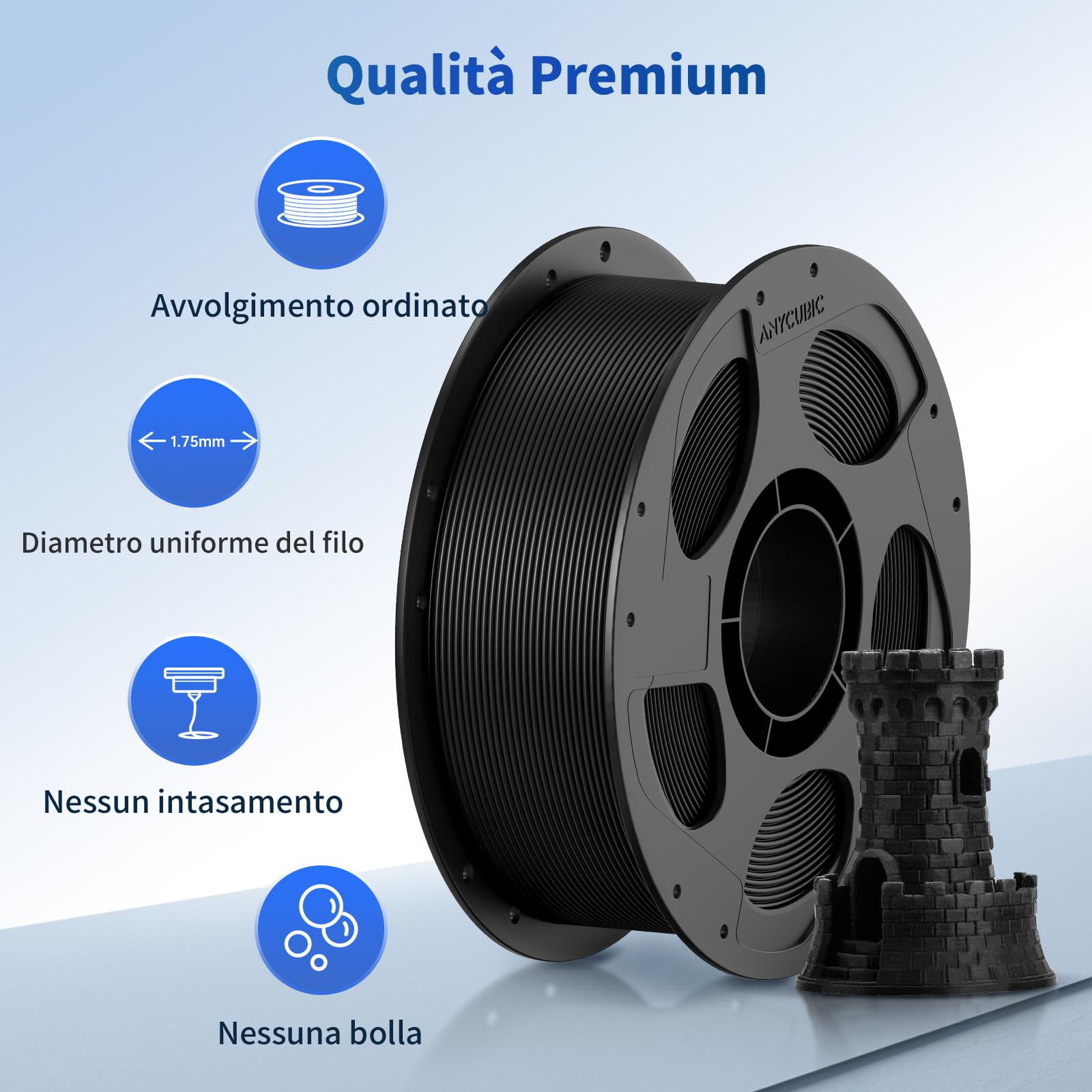 ANYCUBIC PLA Filamento 1,75 mm, Facile da Stampare, Multicolore 10KG