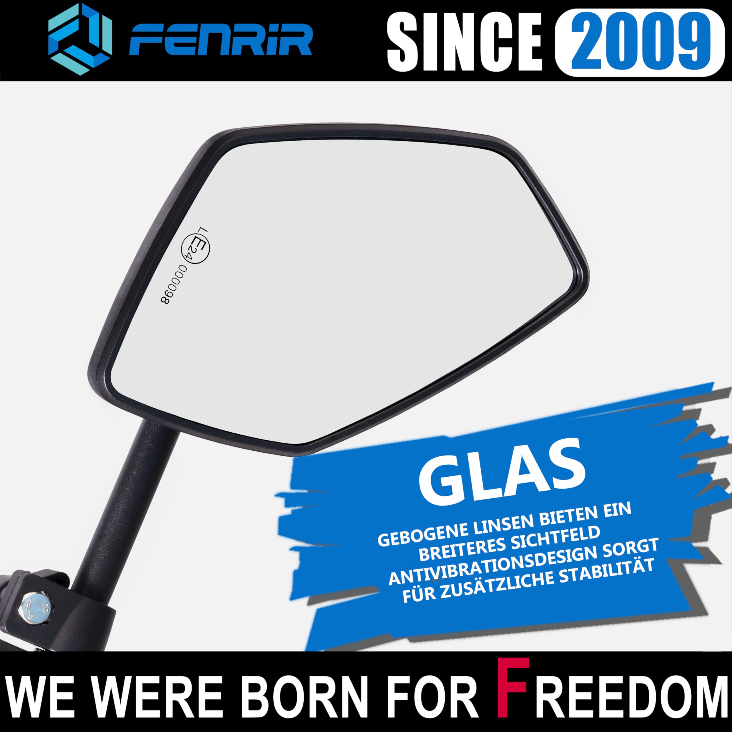 FENRIR E Geprüft Motorrad Spiegel Seitenspiegel Rückspiegel Unzerstörbar Faltfunktion Blendschutz Gebogene Linsen Anti-Vibrations Einstellbar kompatibel mit Off-road Enduro Adventure Tourer(801-0118)