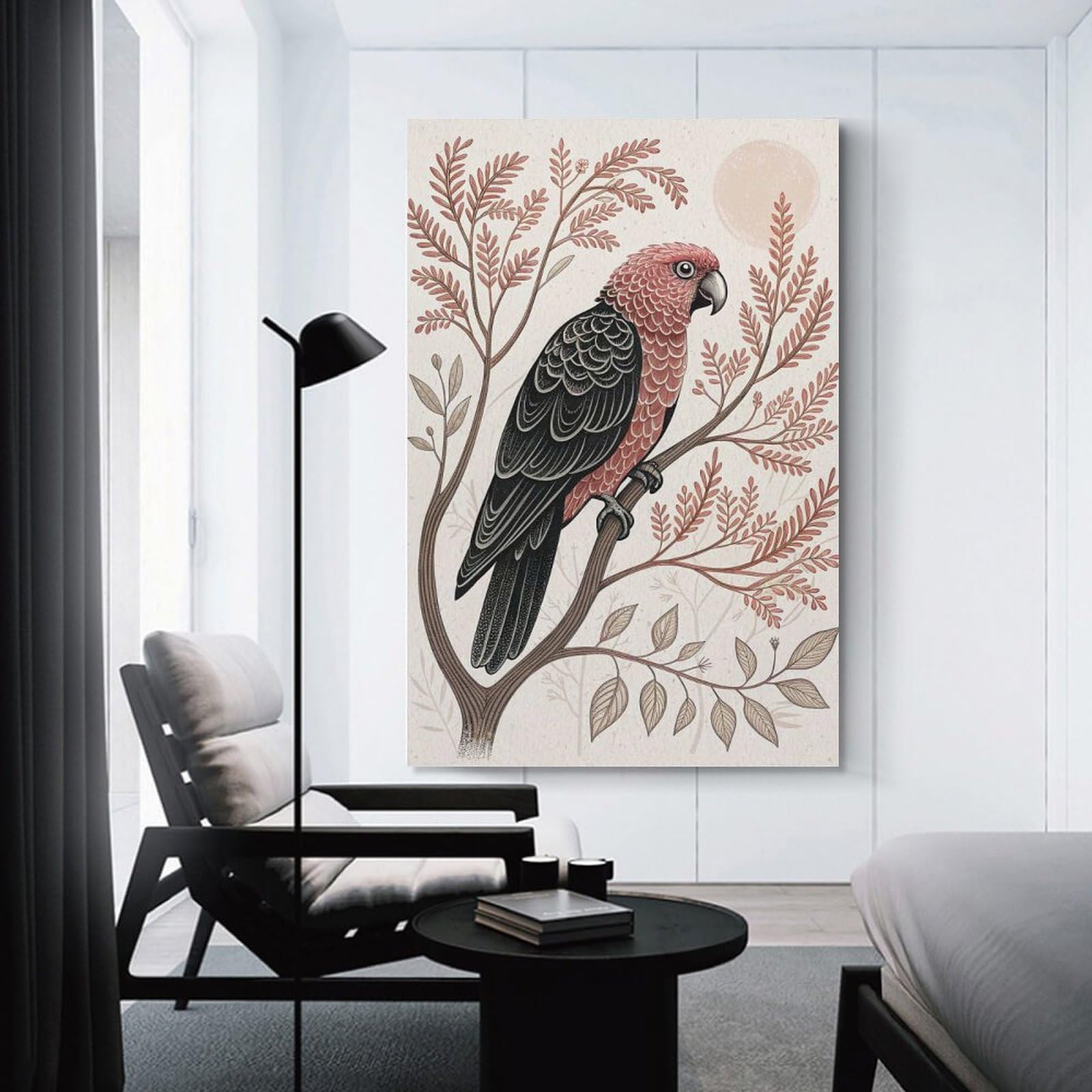 Junmoney Unframe-Style-19 Galah Parrot On A Branch Canvas Wall Picture, 16X24inch(40X60cm), For Wall Displays, Bedrooms Or Room Updates, Wall Decor Suited To Curated Displays