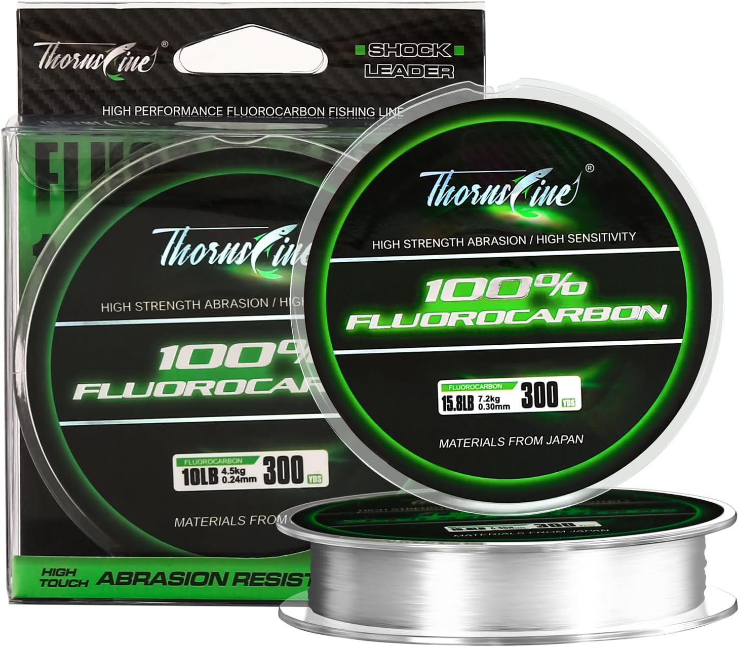 ThornsLine 100%純フロロカーボン釣り糸 日本産プレミアムリーダー素材 高強度 耐摩耗性 急速沈下 淡水・海水釣リーダー