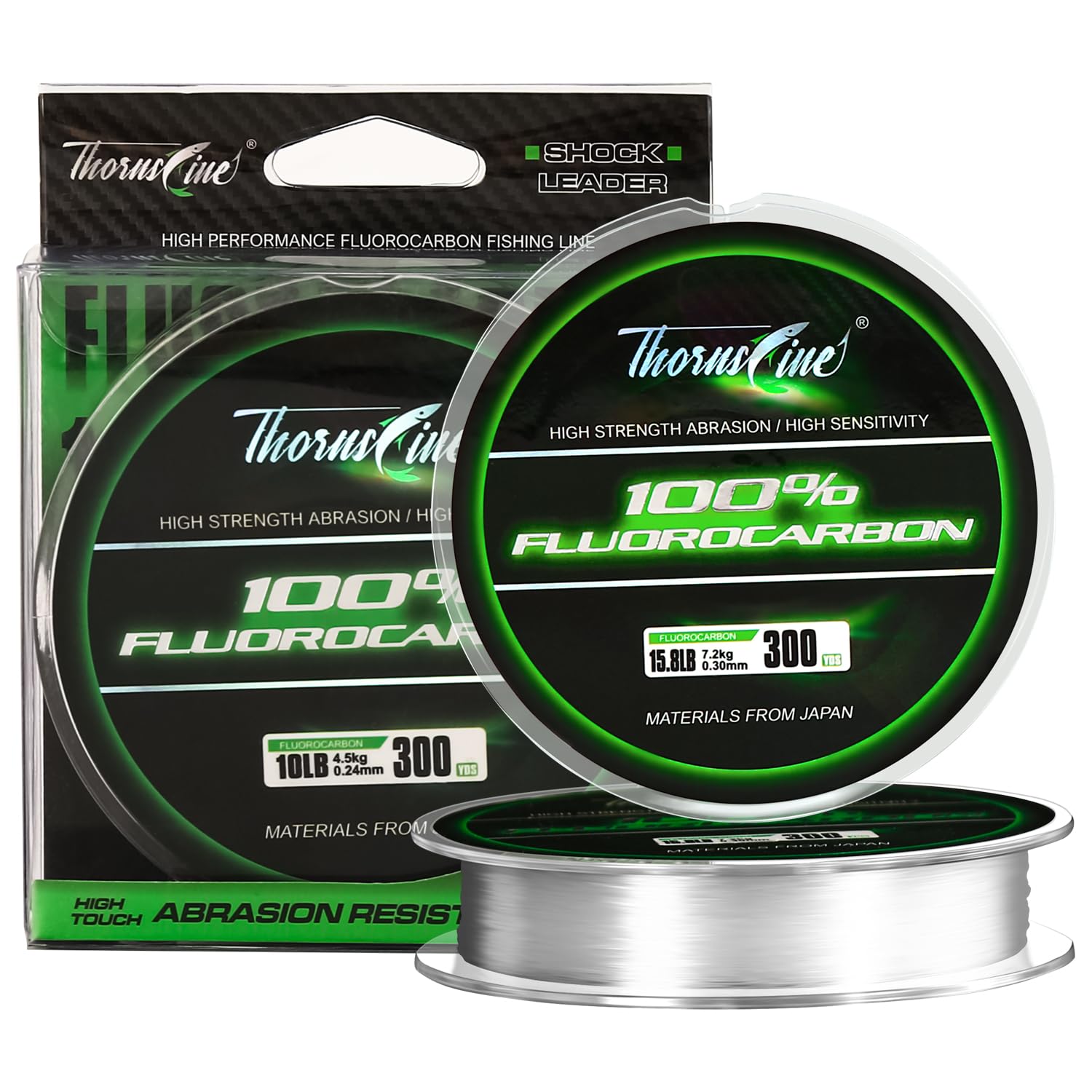 100% Pure Fluorocarbon Fishing Line - Premium Leader Material from Japan - High Strength, Abrasion-Resistant, Fast Sinking - Freshwater and Saltwater Fishing Leader