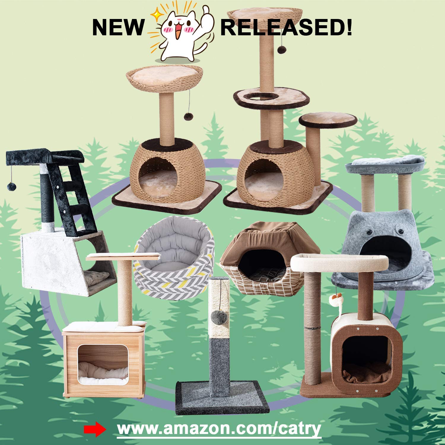 Buy Catry Cat Tree with Scratching Post Cozy Design of Cat Hammock and Teasing Sisal Cat Rope