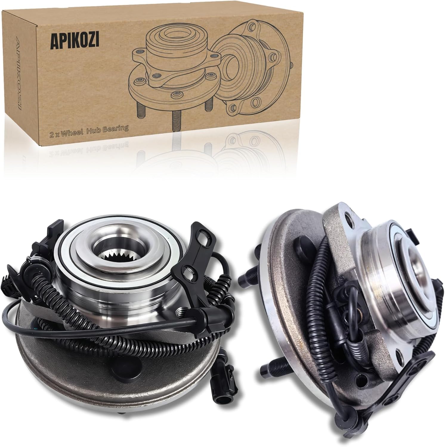 Pair 515078 Front Wheel Bearing and Wheel Hub Fits for 2006-2010 Explorer, for 2007-2010 Explorer Sport Trac, for 2006-2010 Mountaineer Wheel Bearing Hub Assembly 5 Lugs w/ABS 3 Bolt Flange