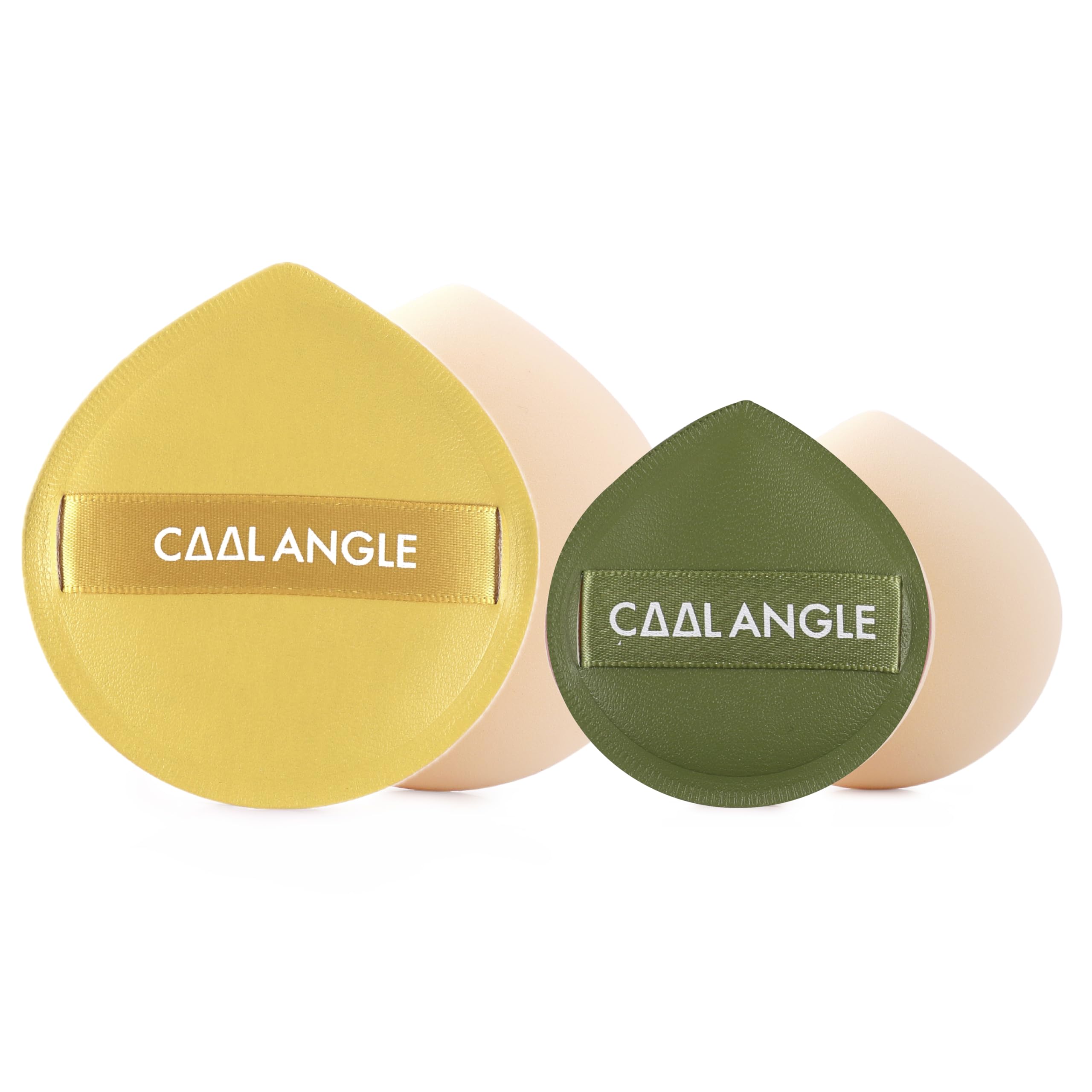Paquete de 4 esponjas de maquillaje para base, corrector y polvo, esponja mezcladora sin látex para un maquillaje natural y fácil, suave de larga duración, paquete para 2XL amarillo y 2 verde medio