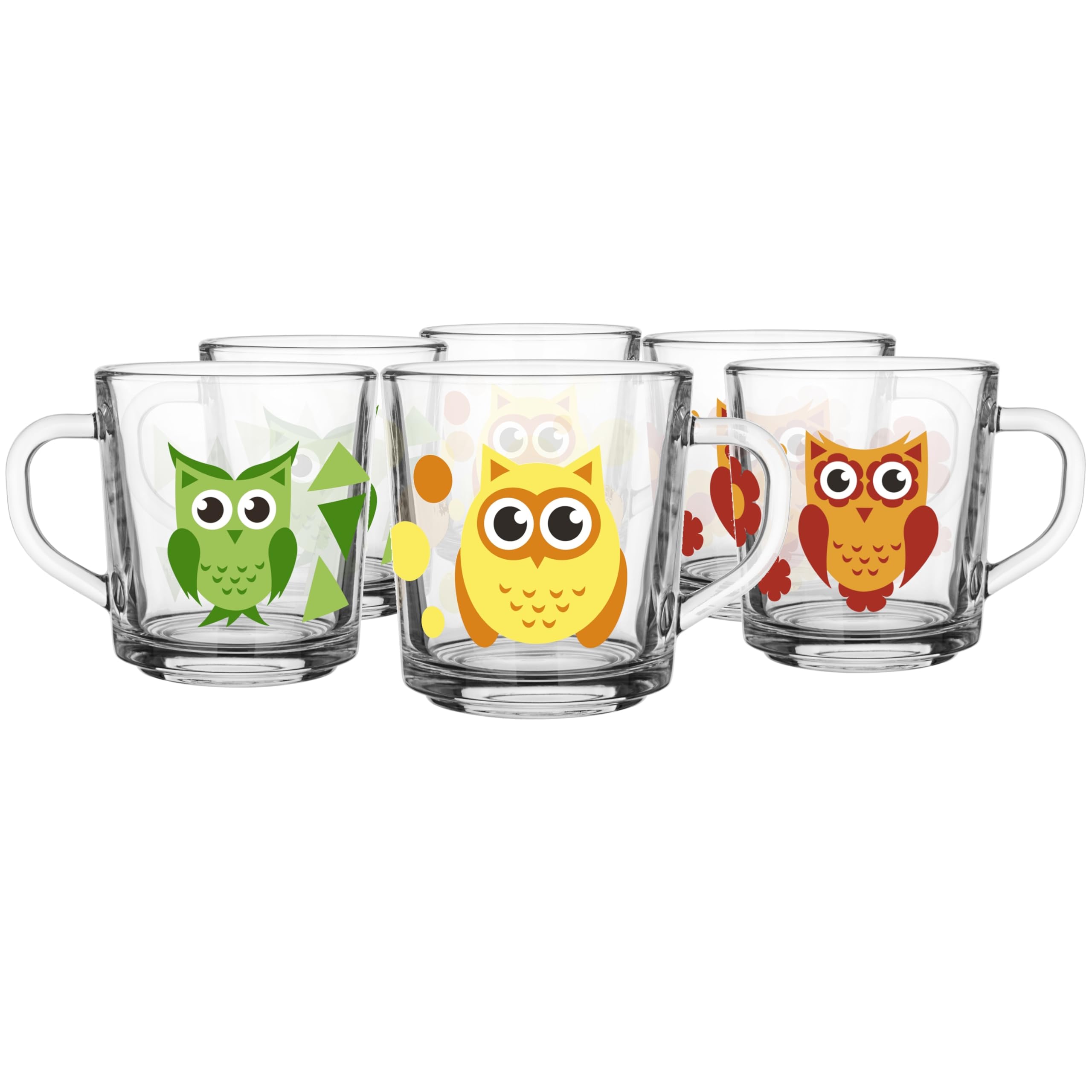 Glasmark KROSNO Zestaw 6 Kubków dla Dzieci z Motywem Sowy 220 ml