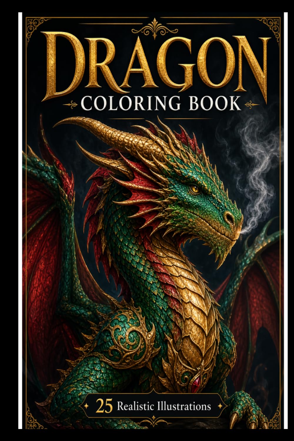 Dragon Coloring Book: 25 Realistic Fantasy Dragon Illustrations for Adults and Teens