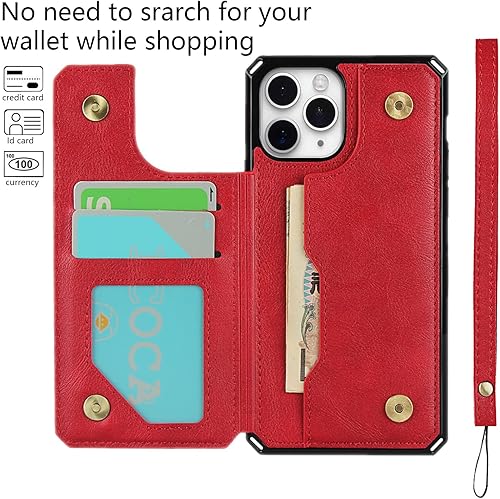 Miniatura 3 de Cavor Funda para iPhone 11 Pro con tarjetero, funda tipo cartera con tarjetero y tarjetero para iPhone 11Pro, funda de piel sintética con ranuras
