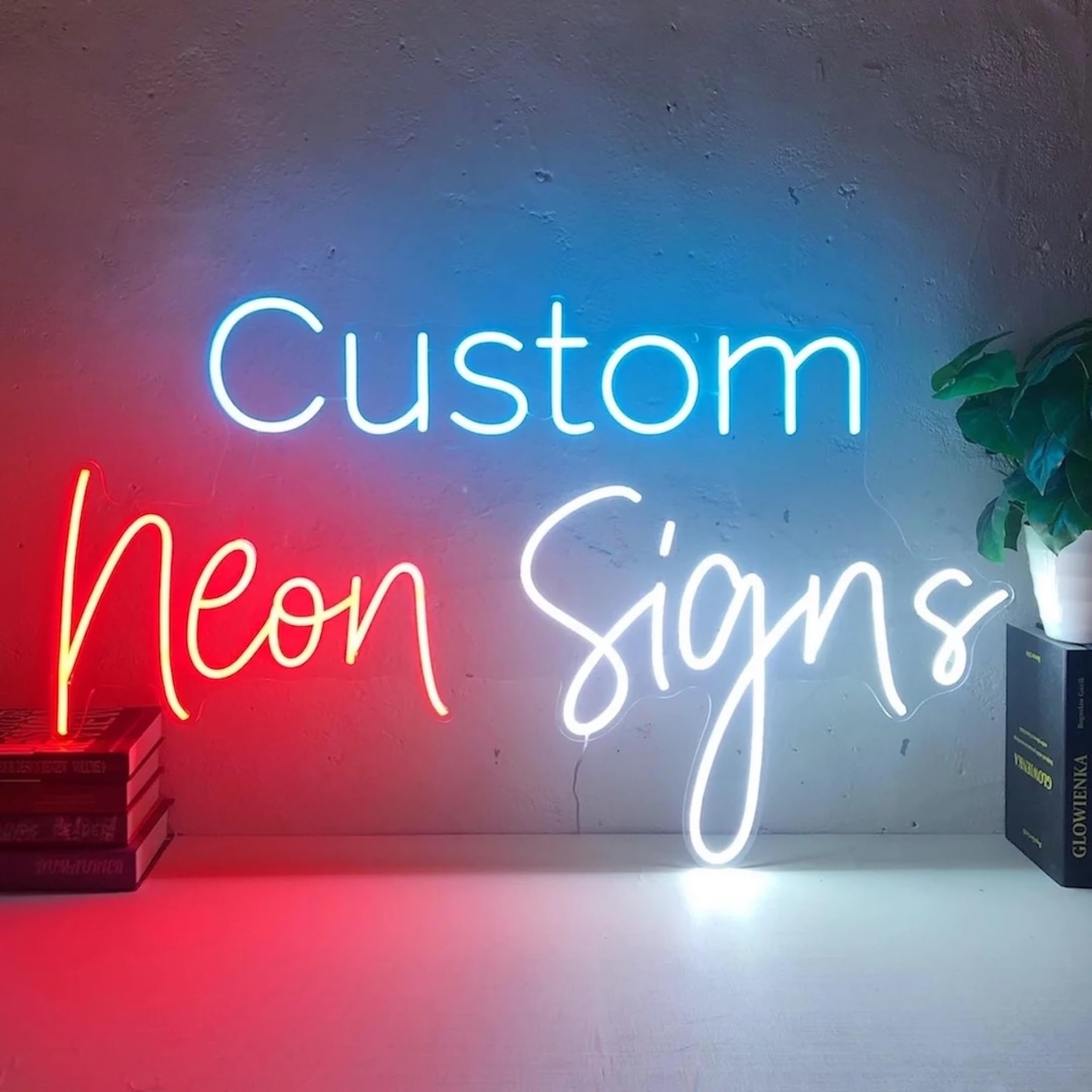 Custom LED Neon Signs, Personalized LED Name or Logo Sign, Battery Powered and Plug-In, Dimmable