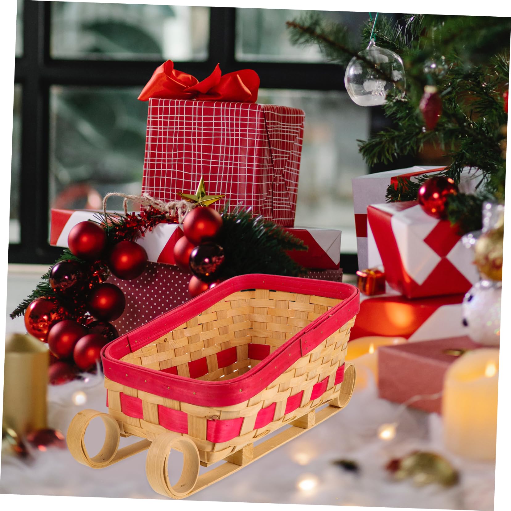 Amosfun 2St exquisiter Schlittenschmuck weihnachtlicher aufblasbarer schneemann Schlittenverzierung weihnachtsbasteln weihnachts basteln Weihnachtsschlittendekoration rot