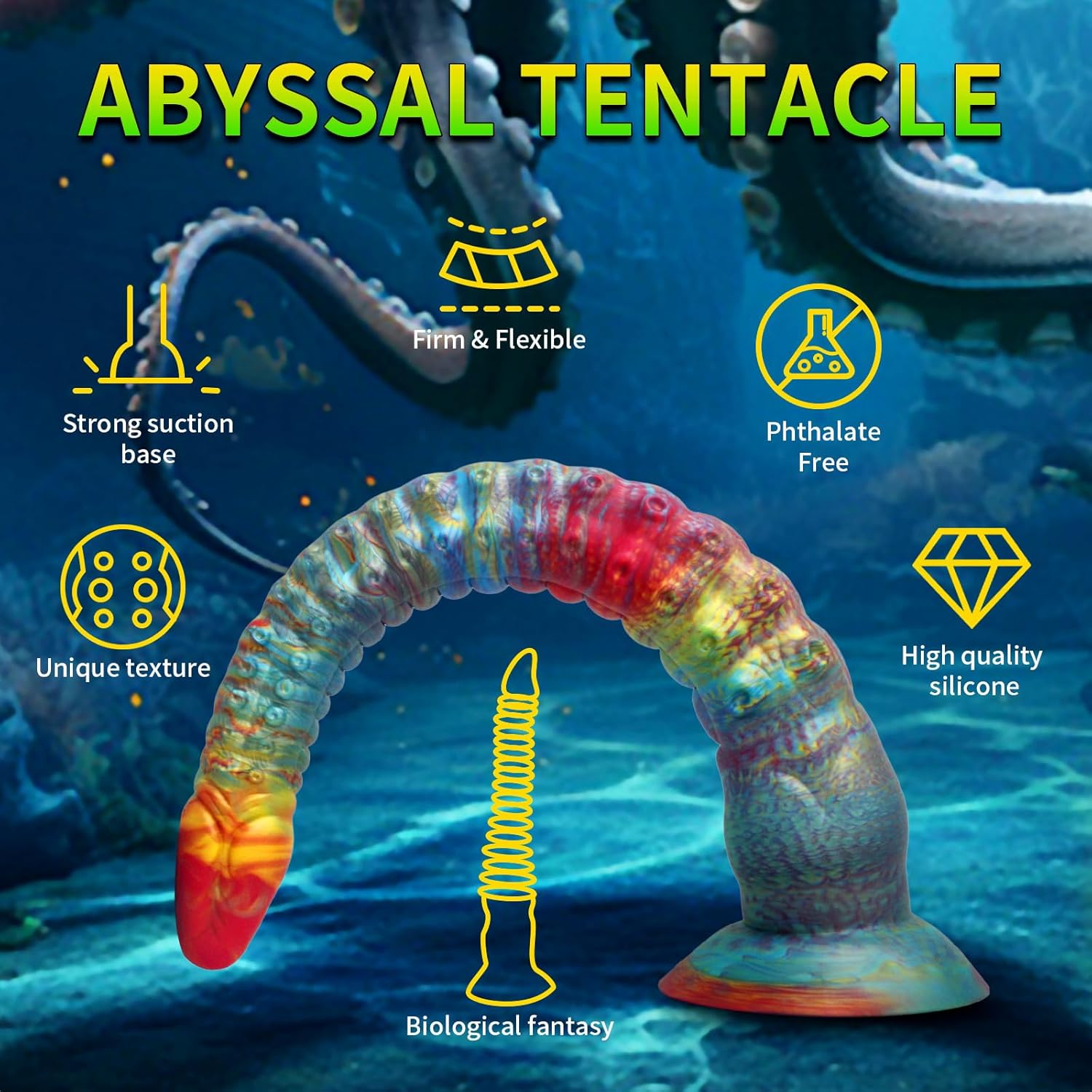 Long Tentacle Dildo-Large Butt Plug-Suction Cup-Monster Tentacle Anal Sex Toys-Fantasy Silicone Anal Dildo for Women Men Couples-Prostate Dildo&Gay Sex Toys-FB001 (L)
