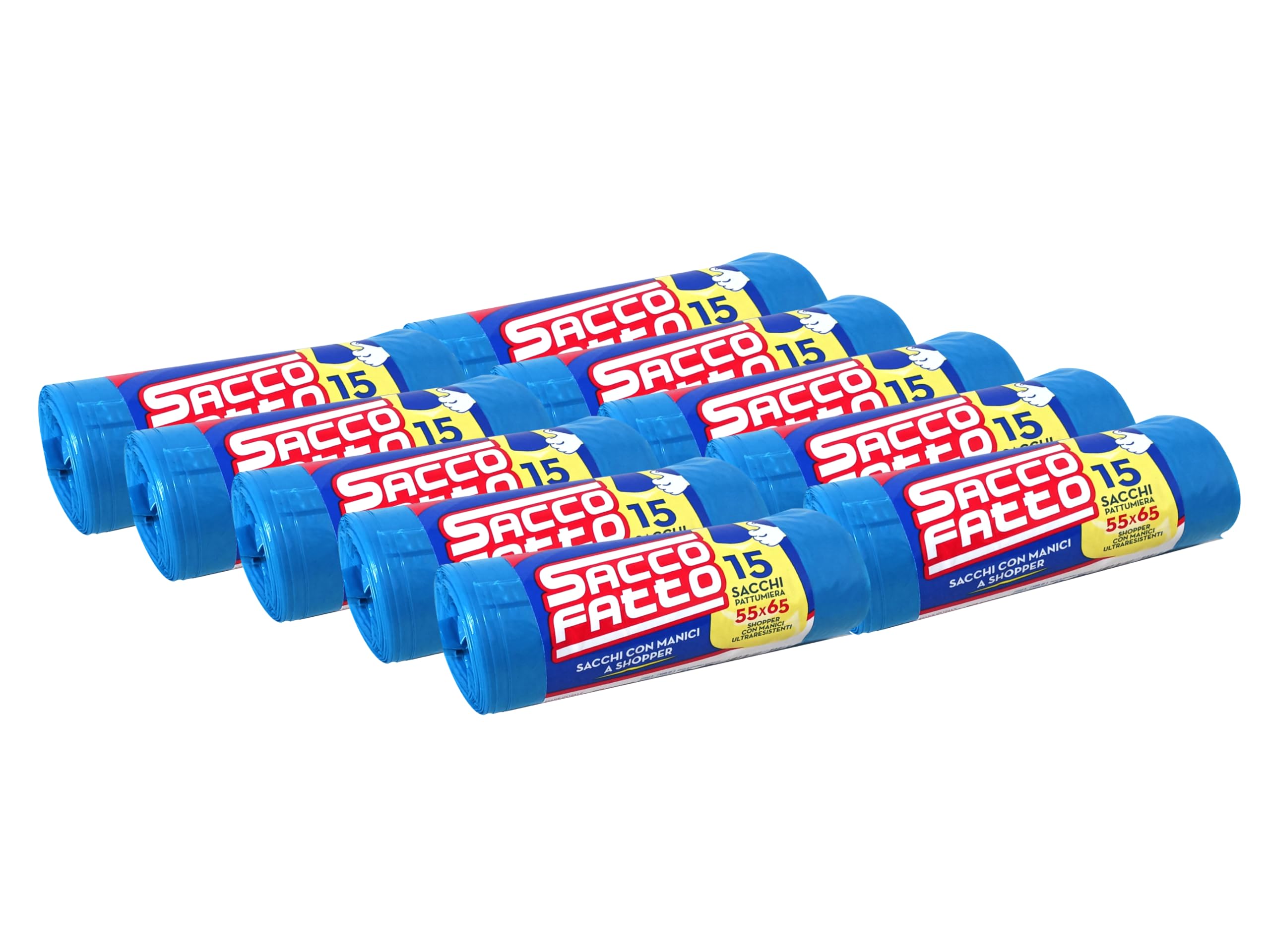 45 Sacchi Spazzatura EFFENNE 55x65 Cm - Sacchetti Con Manici Per Raccolta Differenziata, Azzurri - Foto 8