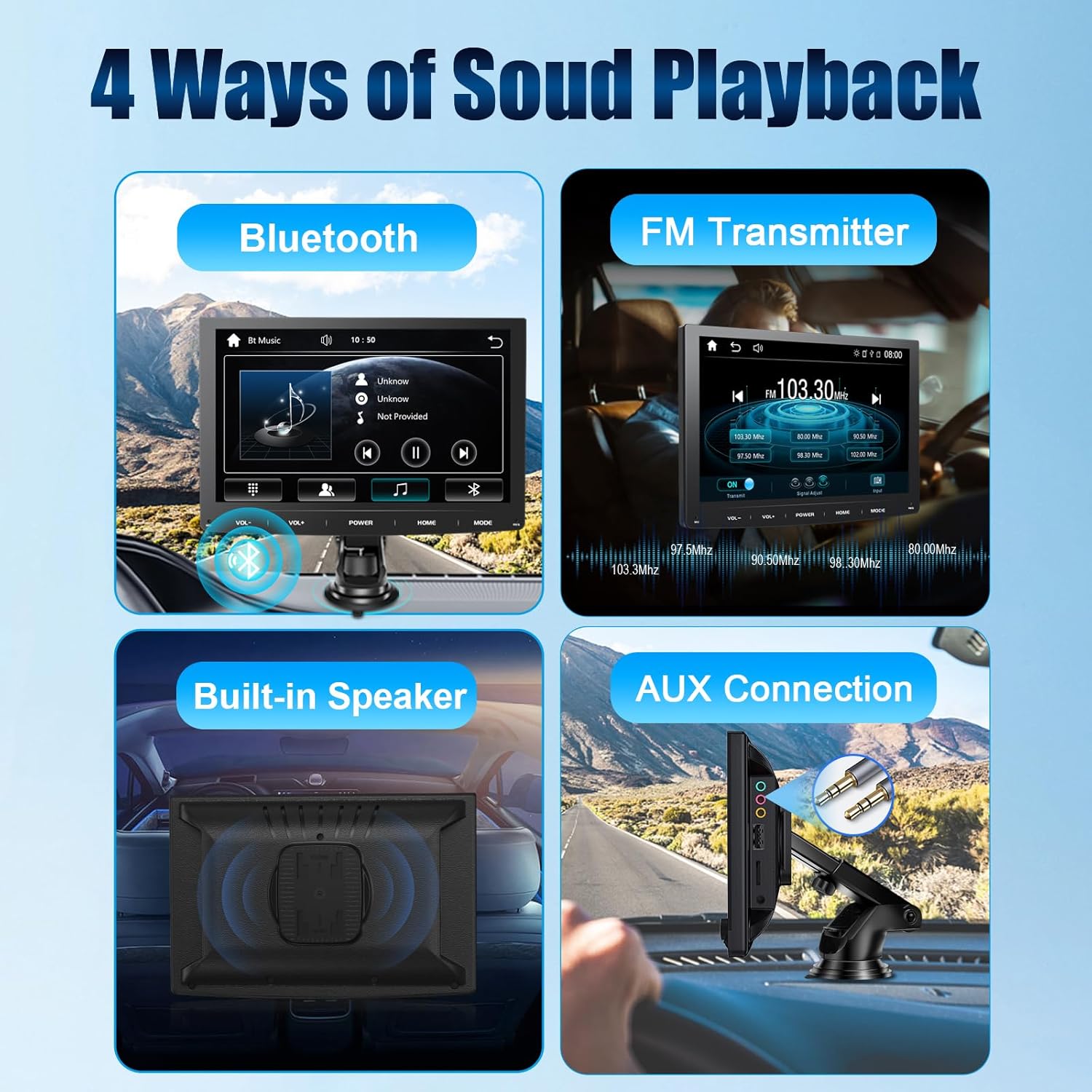 7" Wireless Apple Carplay Screen for Car, Bluetooth Touchscreen Portable Car Audio Receiver with Android Auto,FM Tramission,AUX,TF,Mirror Link for All Vehicles