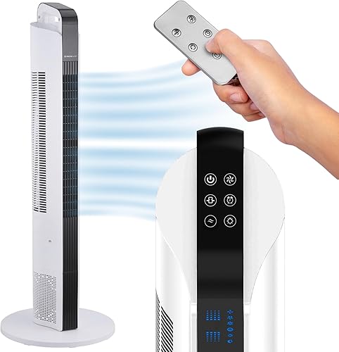 Ventilador de torre oscilante de 42 pulgadas, torre de ventilador portátil de 3 velocidades con control remoto, ventilador de piso de funcionamiento