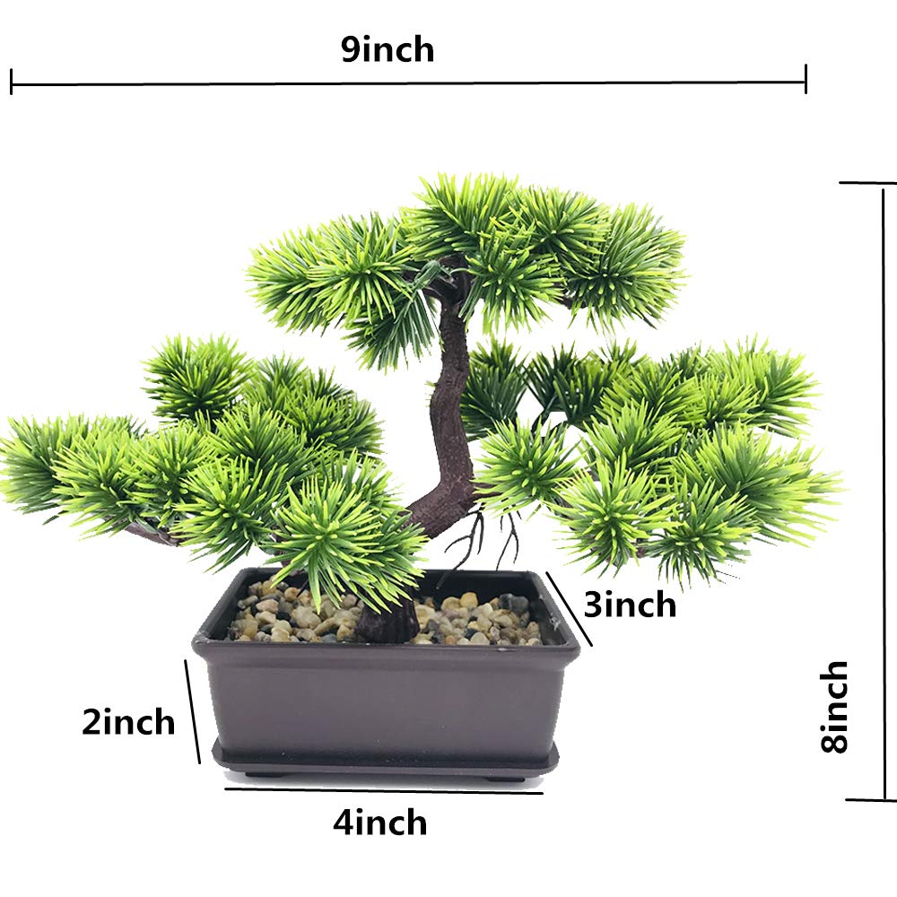 piante artificiali, pini bonsai artificiali, piante artificiali, verde in pino giapponese, da tavolo, da ufficio, soggiorno, decorazione per interni e interni (2 confezioni)