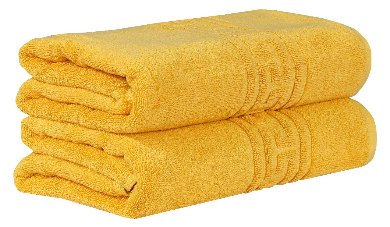 Every Thread Counts Mustard 2 Piece Luxury Bath Sheet Set - 700 Gsm Ring Spun Cotton Highly Absorbent Bath Towels - Hotel Quality Bathroom Towels