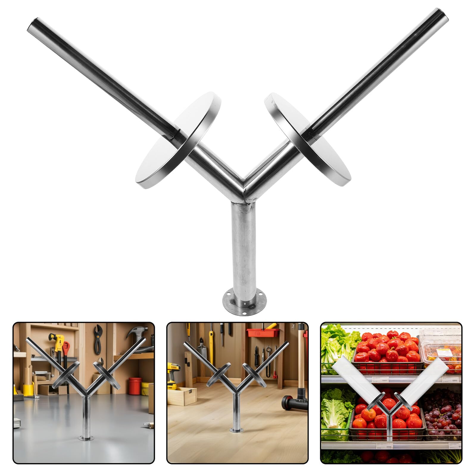 GLEAVI Soporte Montado en Pared para Bolsas de Supermercado de Acero Inoxidable, Dispensador Vertical para Rollos de Bolsas Plásticas, Organizador Resistente para Frutas y Verduras,