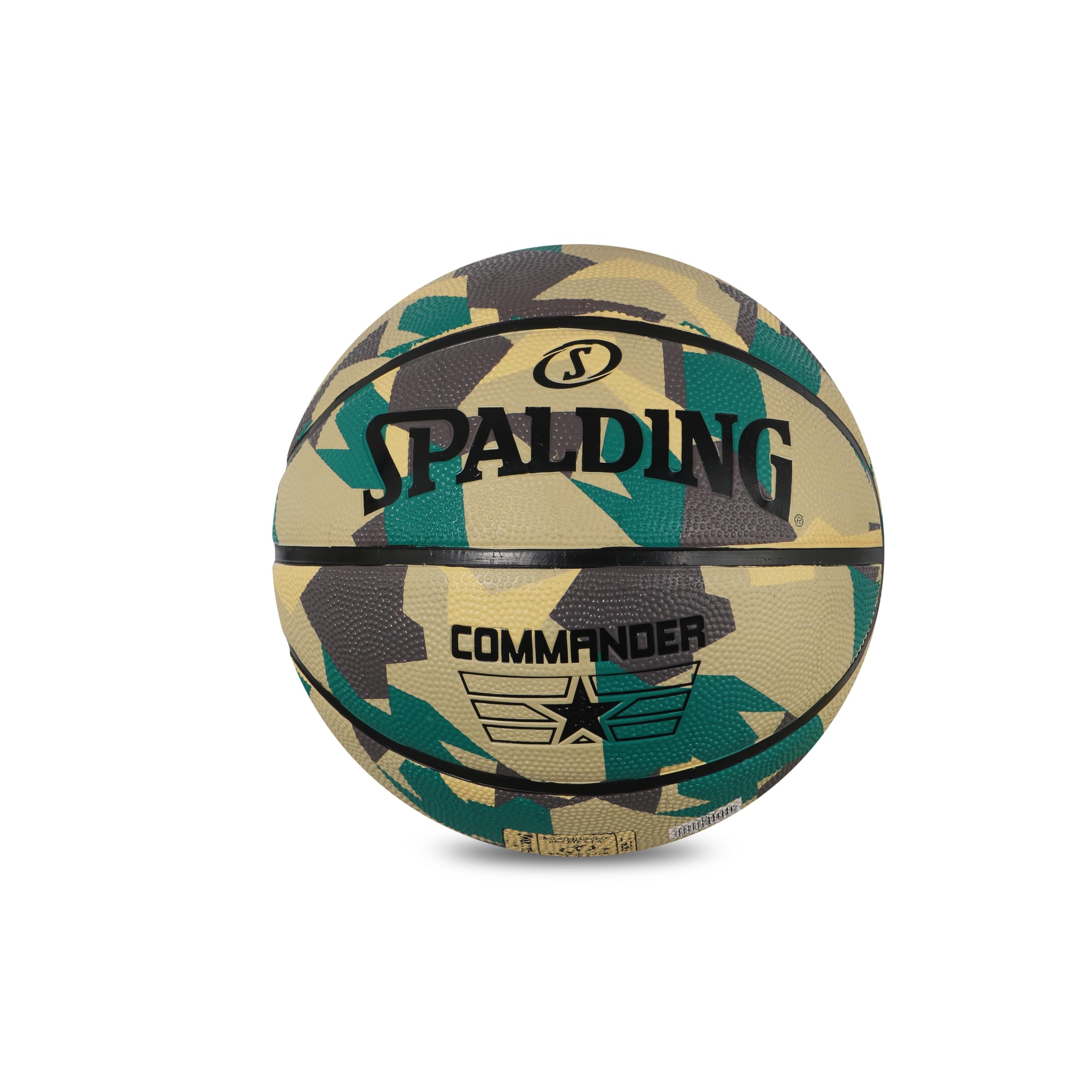 Spalding Commander Poly Basketball tamaño 7 hombres adultos con bomba de aire partido calidad al aire libre baloncesto tamaño 7 ejército impresión goma fuerte núcleo resistente al agua