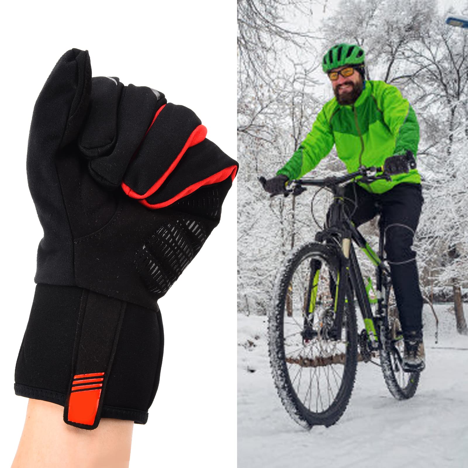 GIYO Winter-Fahrradhandschuhe, Vollfinger, winddicht, wasserdicht, Sport, Fitnessstudio, Handschuhe
