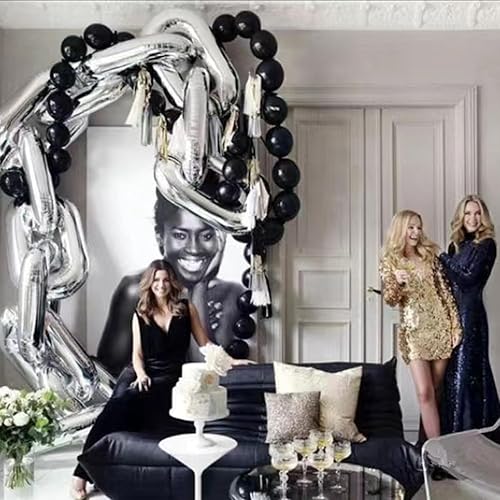 Miniatura 5 de Globos de enlace, 100 globos pequeños de látex negro de 6 pulgadas, globos de cola de aguja de enlace rápido conectados para decoración de