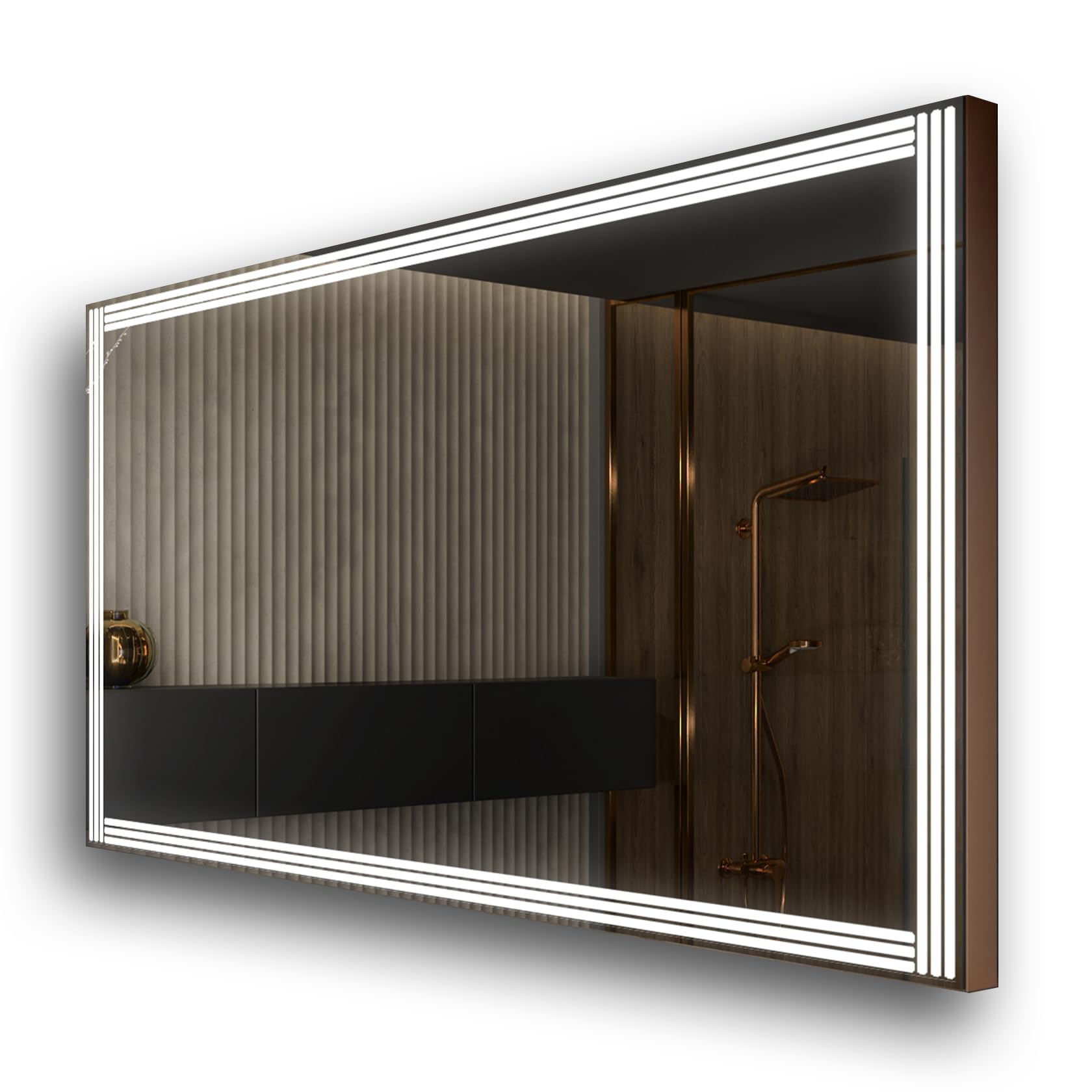 FORAM Badspiegel 160x80 cm LED133 x52, Mit Rahmen, Beleuchtung