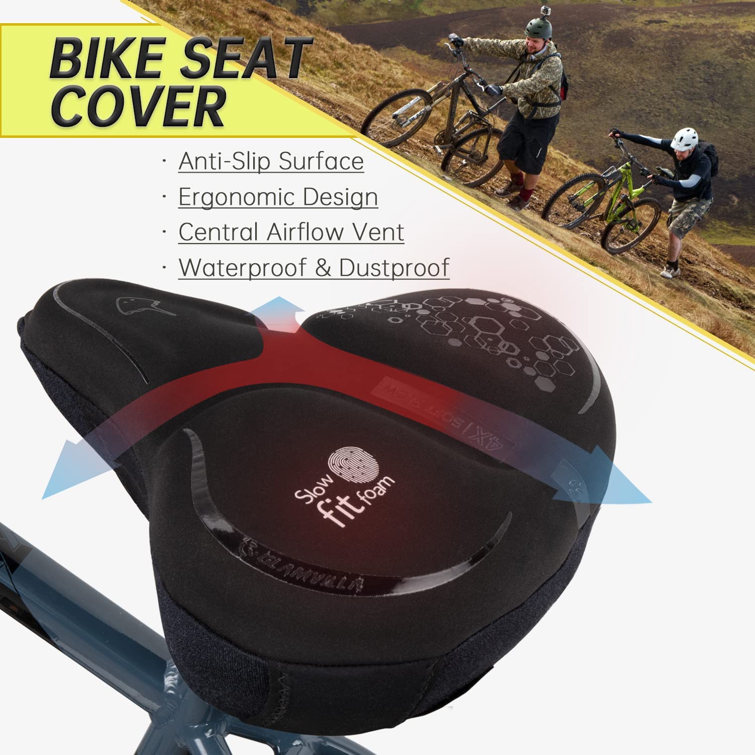 ⭐️GLAMVILLAパッド入りバイクシート⭐️自転車シート女性用 ❣️ Amazon | GLAMVILLA パッド入りバイクシートカバー - 快適な自転車