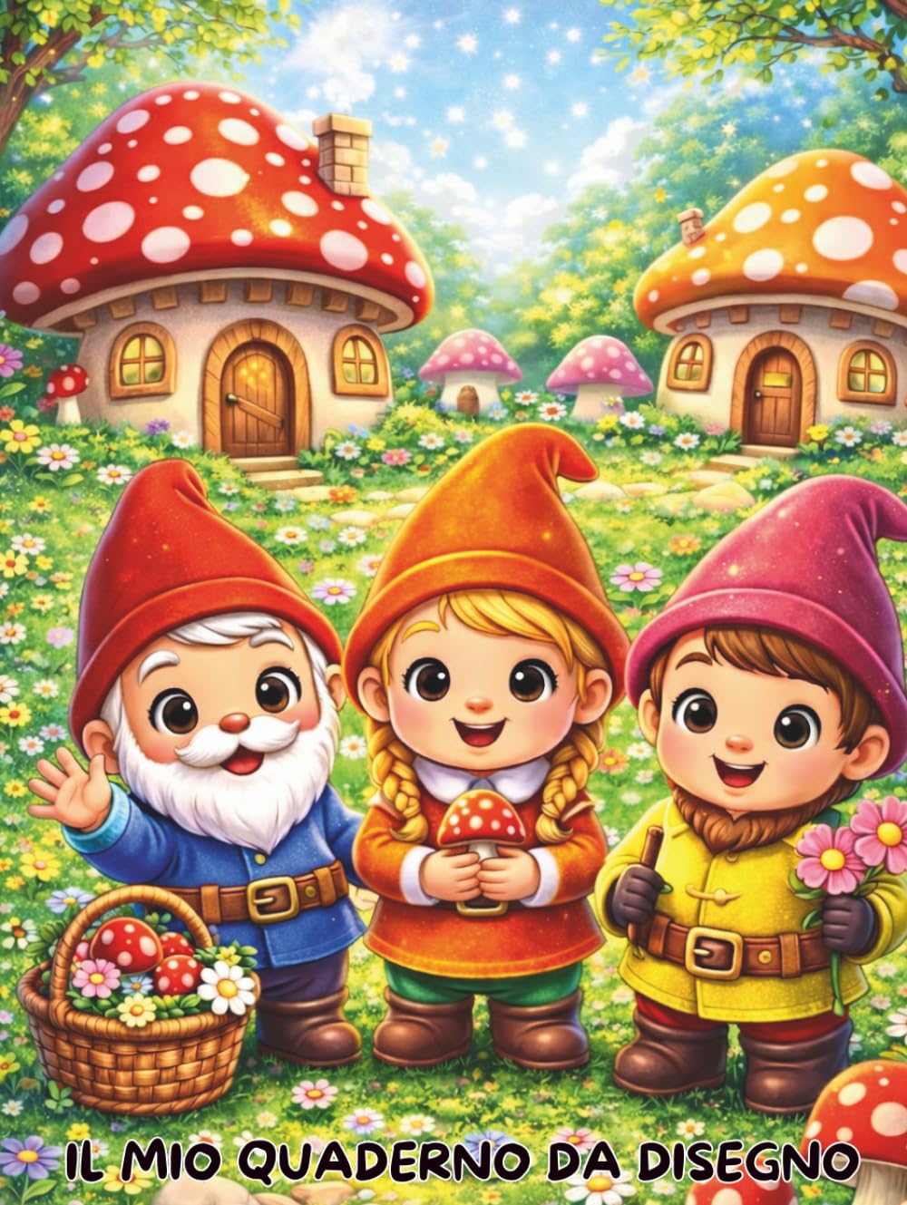 Quaderno da Disegno per Bambini – Gnomi Magici: 120 pagine bianche per disegnare liberamente + immagini da colorare gnomi magici bonus • Libro creativo 4-8 anni (Piccoli Mondi Magici)