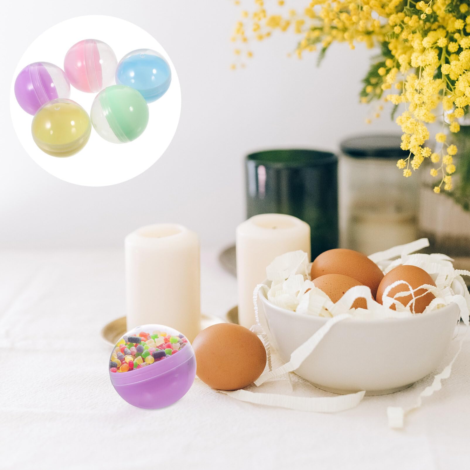 SEWACC 50Pcs 2In Round Transparent Macaron Colour Plastic Gumball Containers for Diy Crafts Party Favors and Vending Balls - Image 2