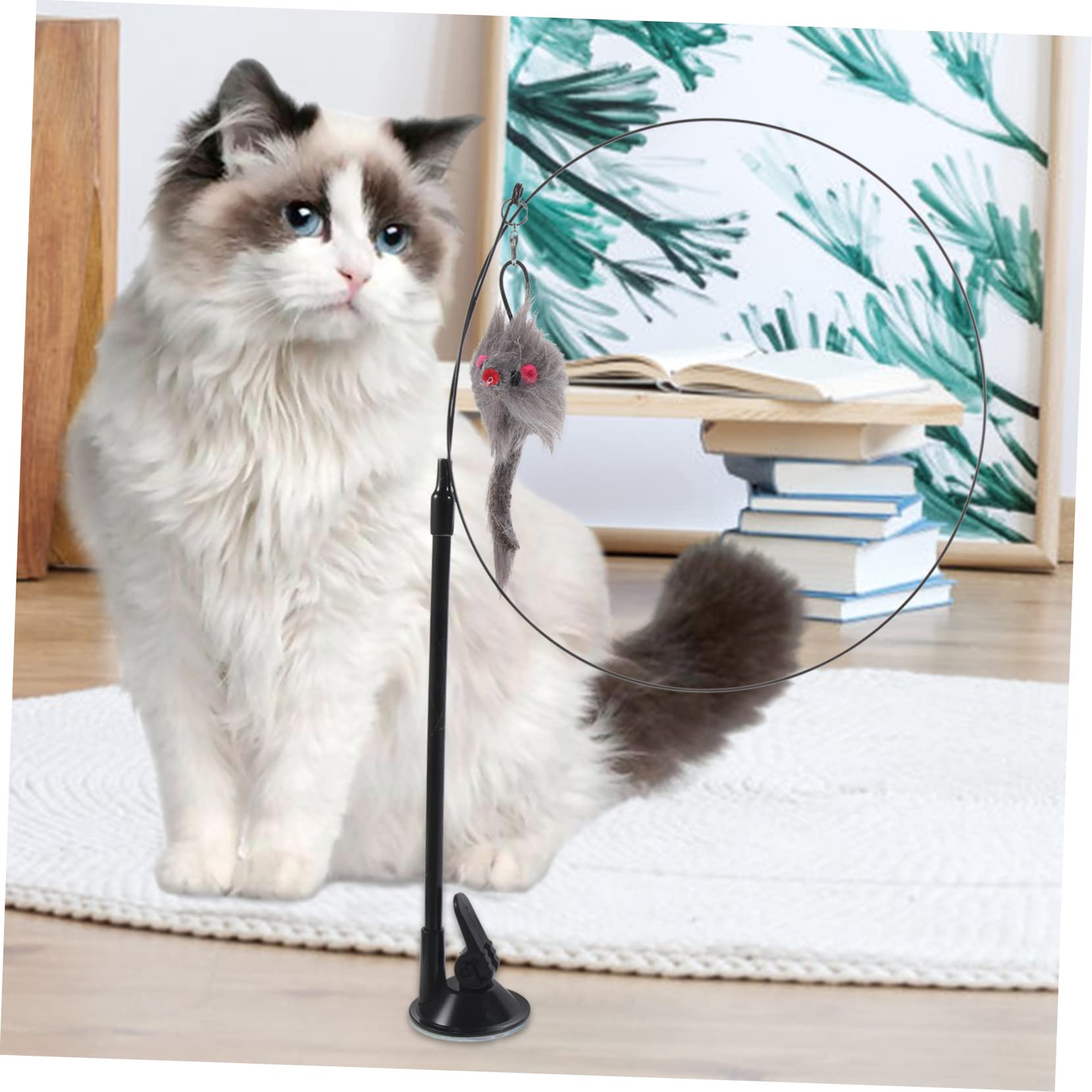 Happyyami Canne à Chat Interactive avec Ventouse Jouet Détachable pour Chats Intérieur Stimule Les Instincts De Chasse Et Renforce Le Lien avec Votre Animal