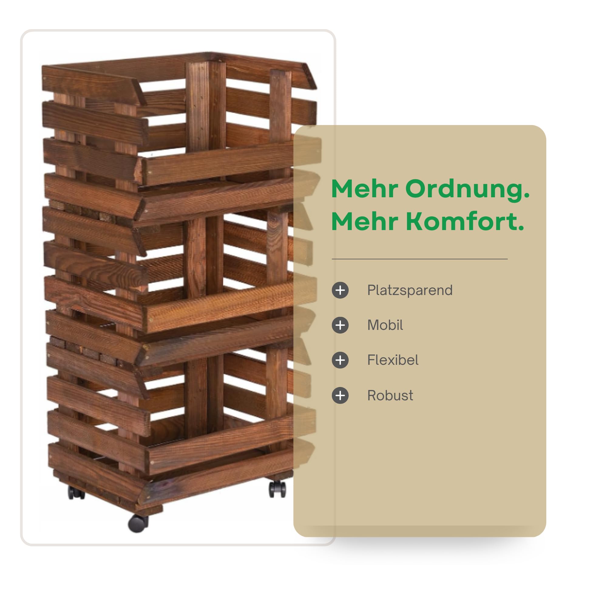 Cassetta Porta Verdura In Legno 37x79x30 cm Con Ruote Scaffale Porta Patate Frutta E Verdura A 3 Livelli Con Ceste Impilabili Contenitore Cucina In Marrone