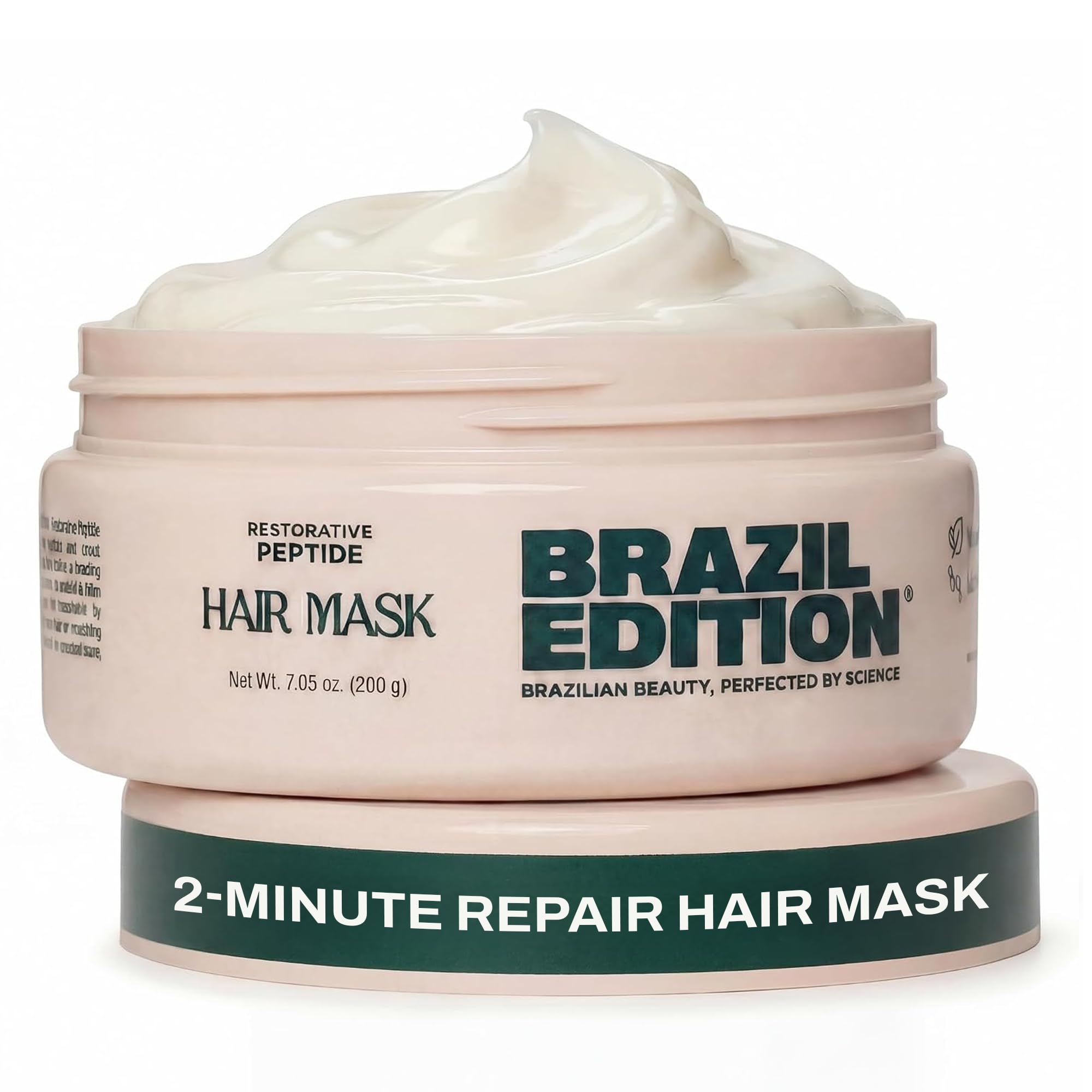 Restorative Peptide Hair Mask, 2-Minute Deep Conditioning Repair Treatment for Damaged, Dry & Color-Treated Hair, Hydrating with Murumuru & Babassu Butter, Hyaluronic Acid, 7 oz