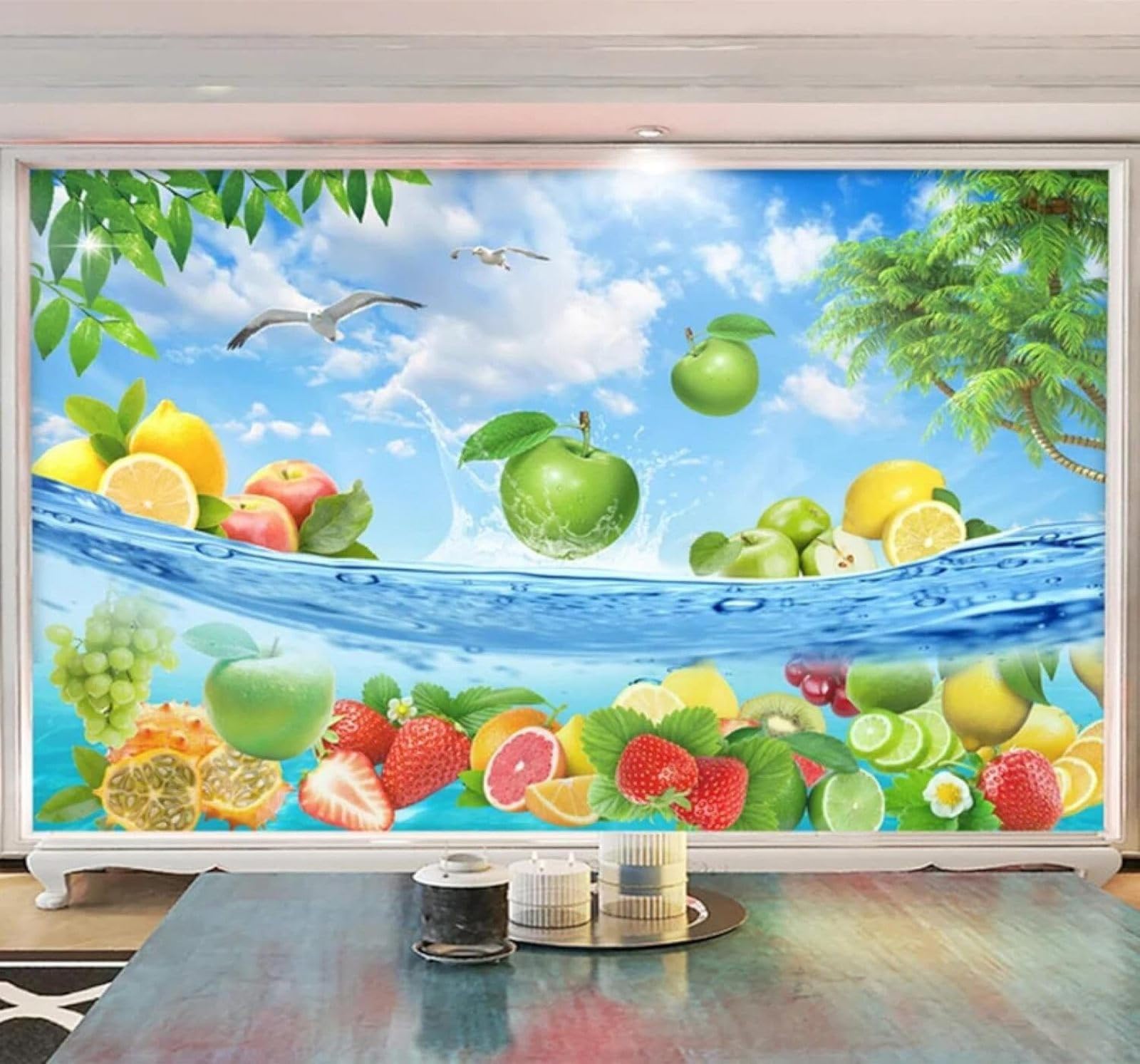 XLMING Fresh Fruity Coconut Trees Scenery 3D Wallpaper Luxury Home Dining Decor Paste Sofa Living Room The Wall for Bedroom Mural-430cm×300cm
