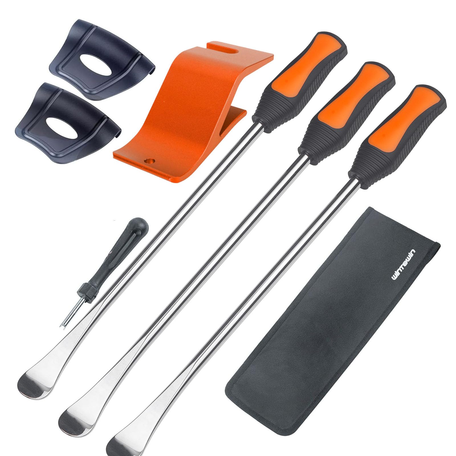 Zestaw łyżek do opon stalowych 36,8 cm, zmieniacz opon, dźwignie łyżki do opon, zestaw narzędzi do zmiany opon, do motocykla, motocykla, traktora, trawnika, roweru z ochraniaczem felg