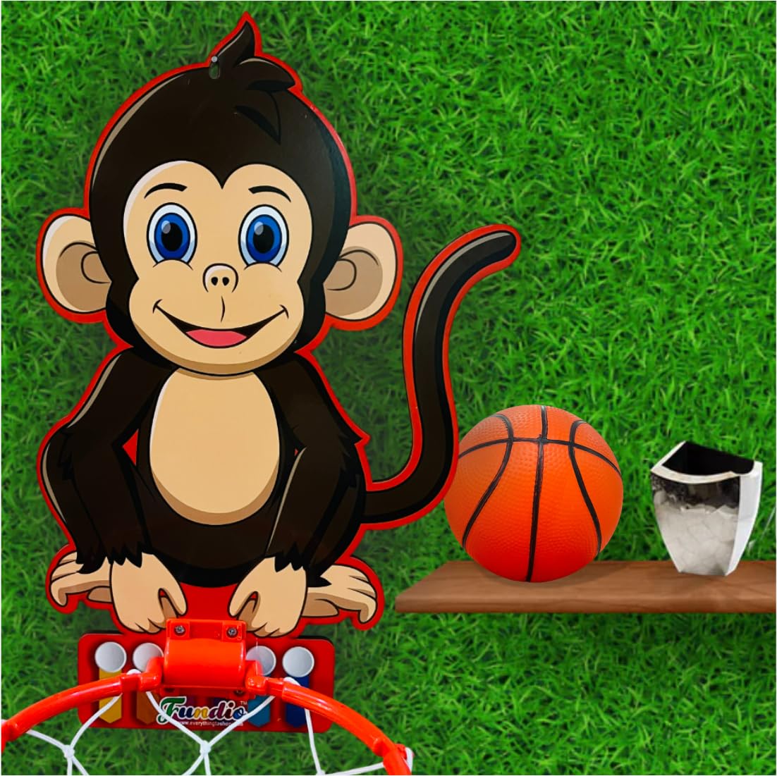 Monkey Face Cartoon Basketball - Wall Mount Adjustable Basket Ball Kit for Kids, Basketball Hoop for Boys & Girls, Indoor and Outdoor Games 4