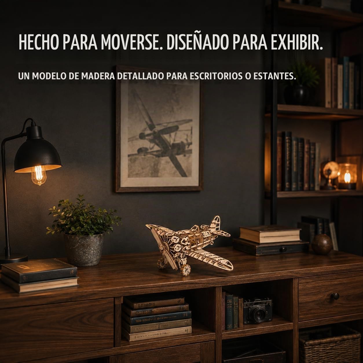 EWA Eco-Wood-Art - Avion - Rompecabezas mecánico 3D de Madera - Rompecabezas para Adultos y Adolescentes - Montaje sin Pegamento - 346 Piezas