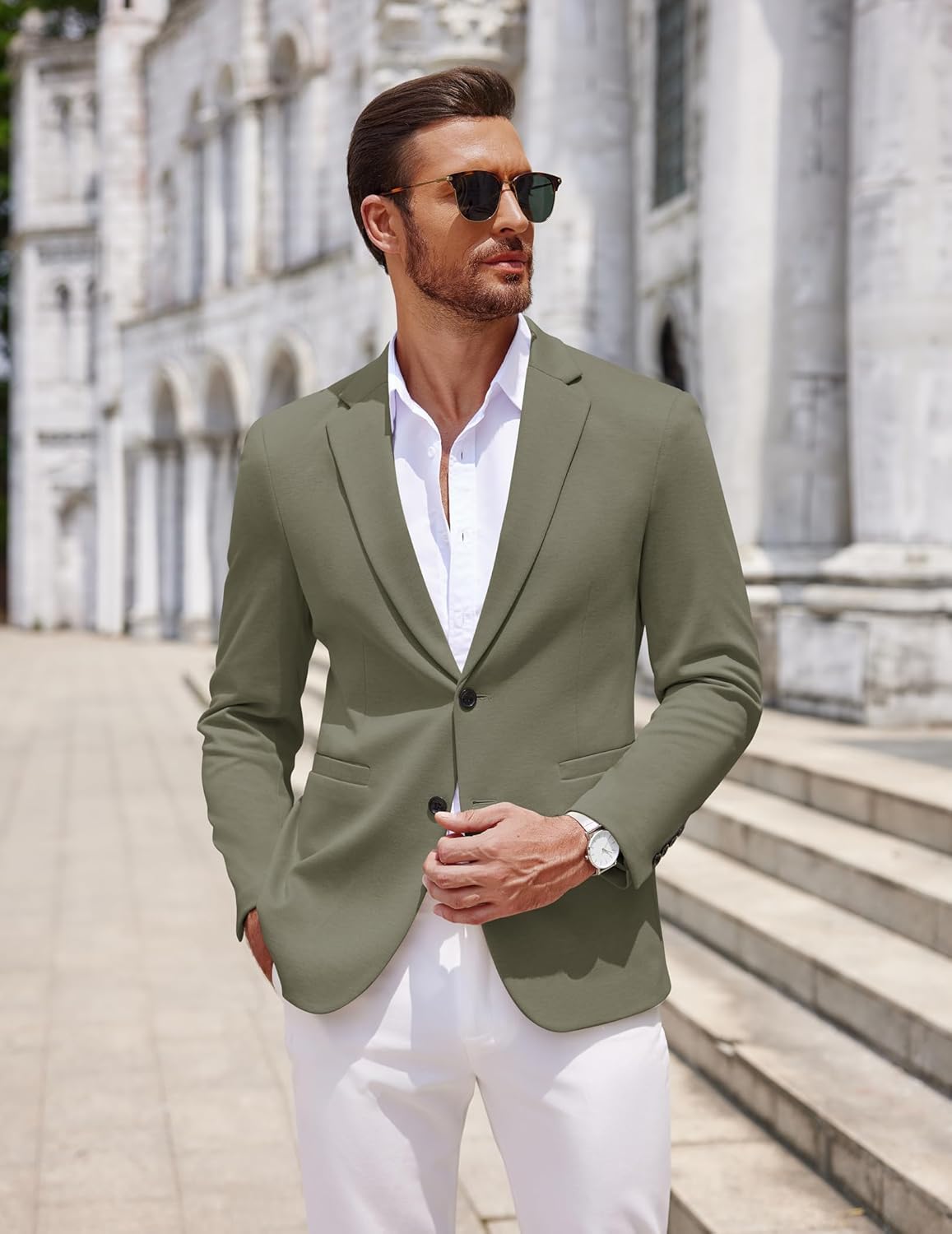 COOFANDY Men's Casual Knit Blazer Two Button Lightweight Sport Coats Suit Jacket - Image 2