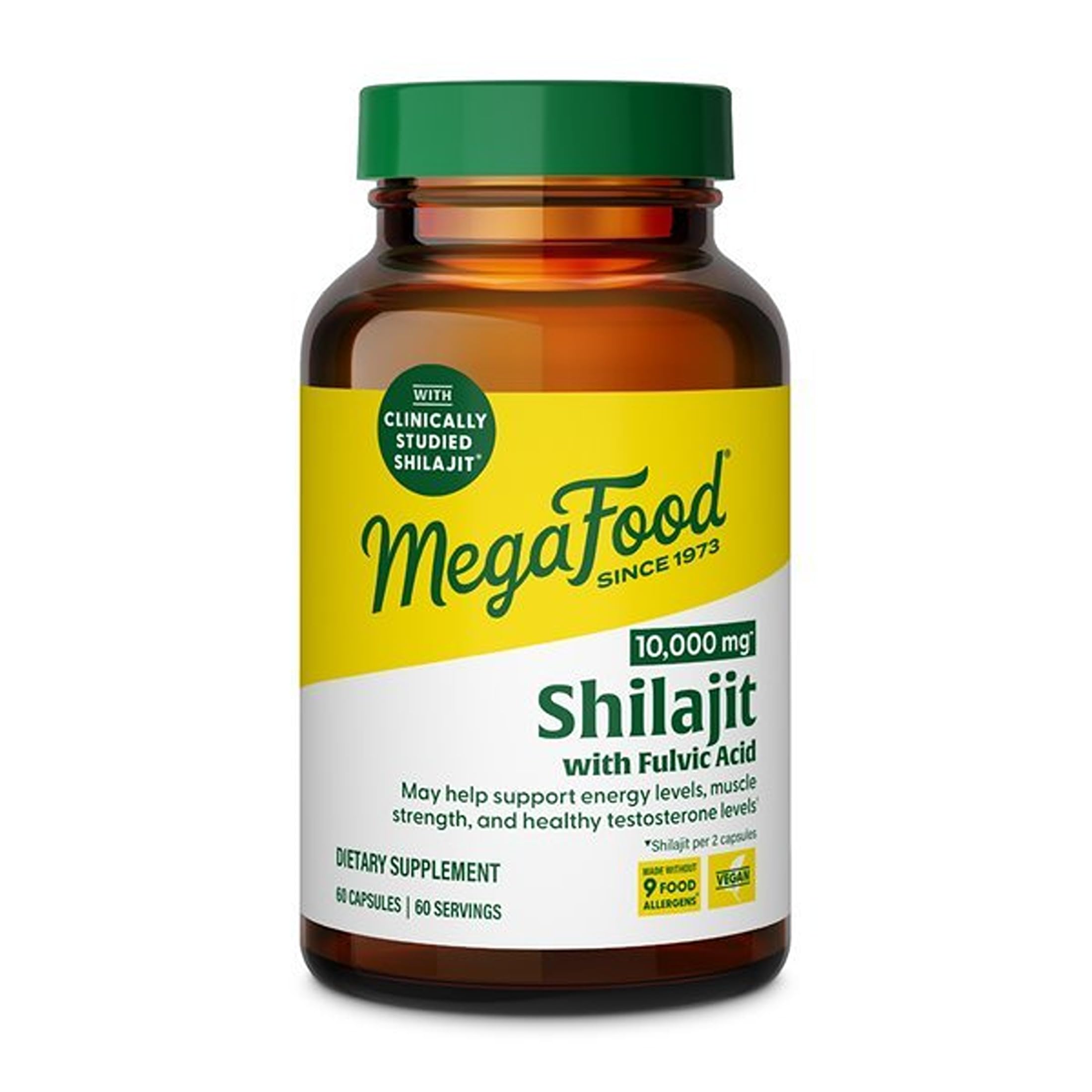 MegaFood Shilajit 10,000mg with Fulvic Acid, Energy Support, 60 Capsules