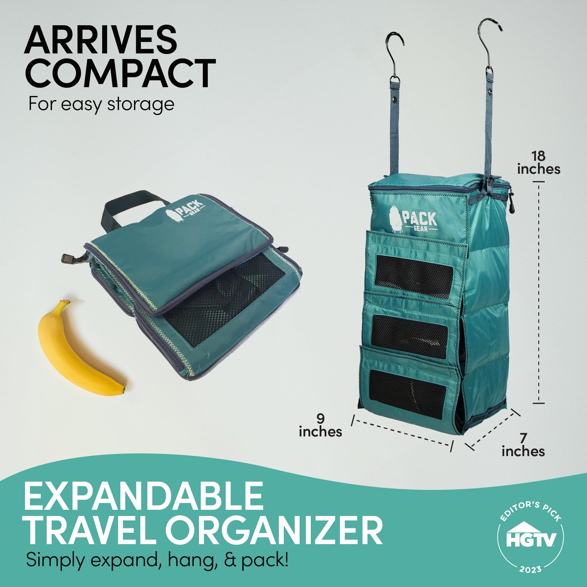 Pack Gear Organizer do walizki, zapakuj więcej do swojego dużego bagażu podręcznego, natychmiast rozpakuj za pomocą tych kompresyjnych kostek do pakowania do walizek, wiszący organizer na półkę do szafy (zielony) (podręczny )