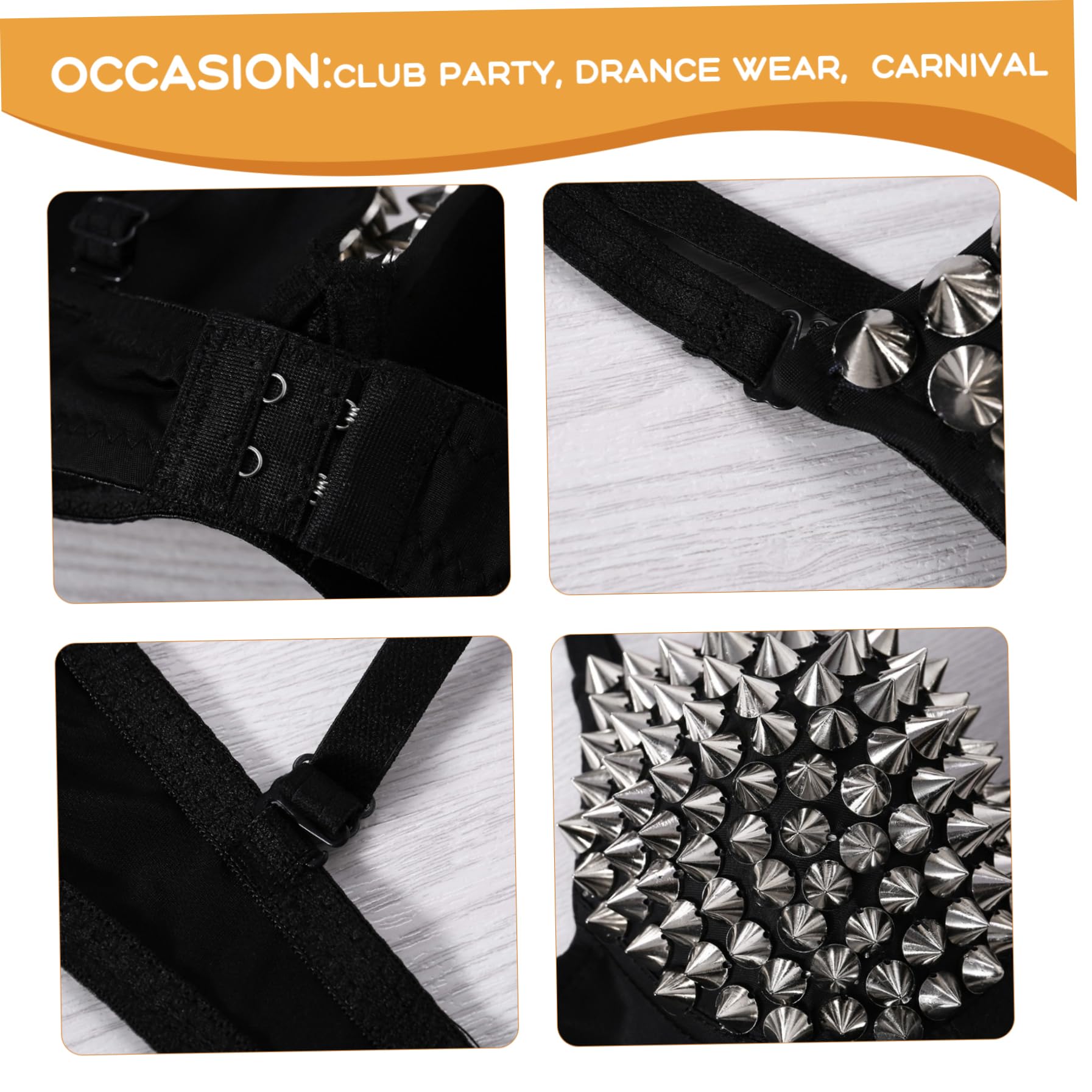 Spike-BH, Nieten-BH, Punk-Dance-Performance, Silber-Metallic-Nieten, Spikes mit verstellbarem Riemen, für Club-Party, Tanzkleidung, Karneval