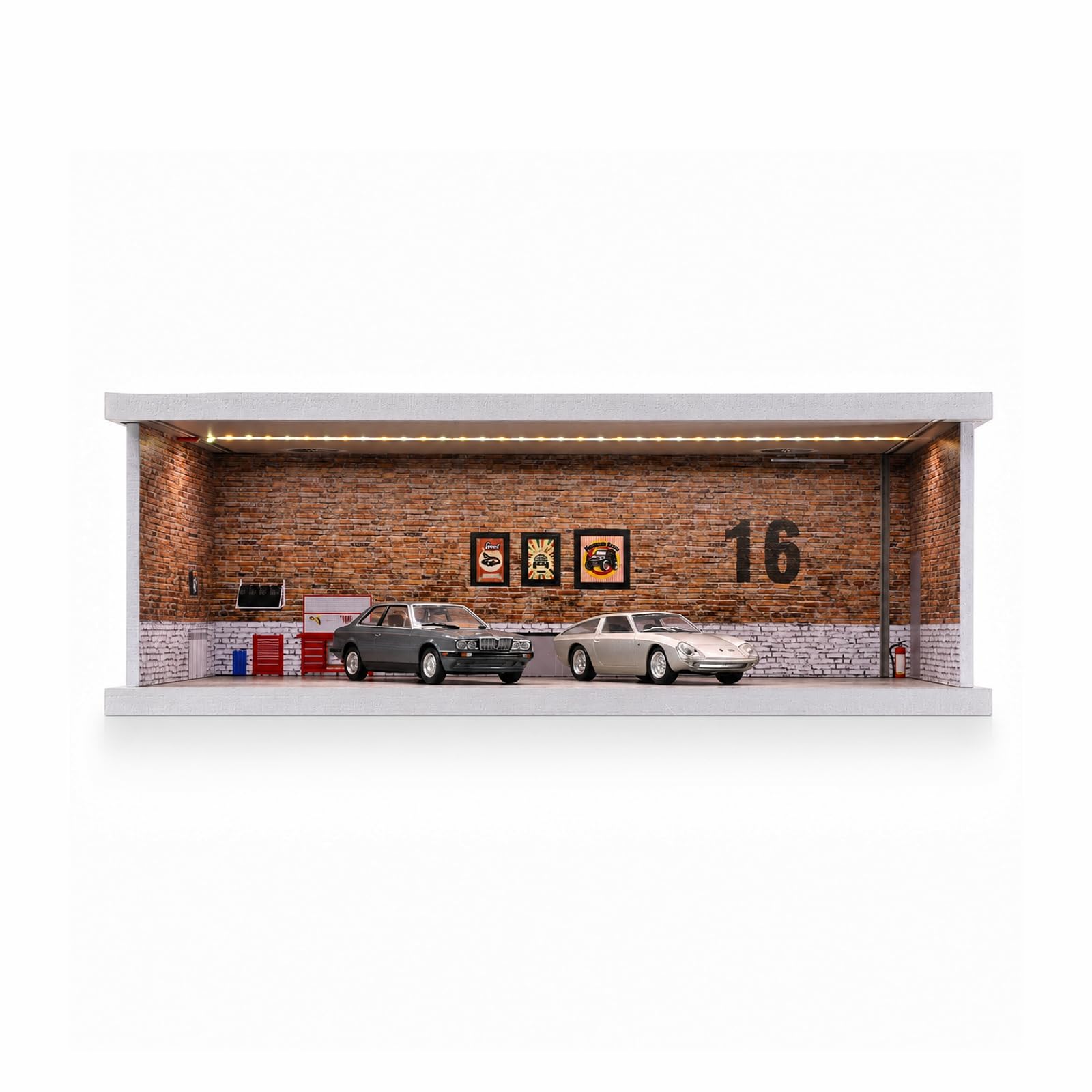 Amazon.com: 1/43 Diorama Garage Model LED Parking Lot Workshop