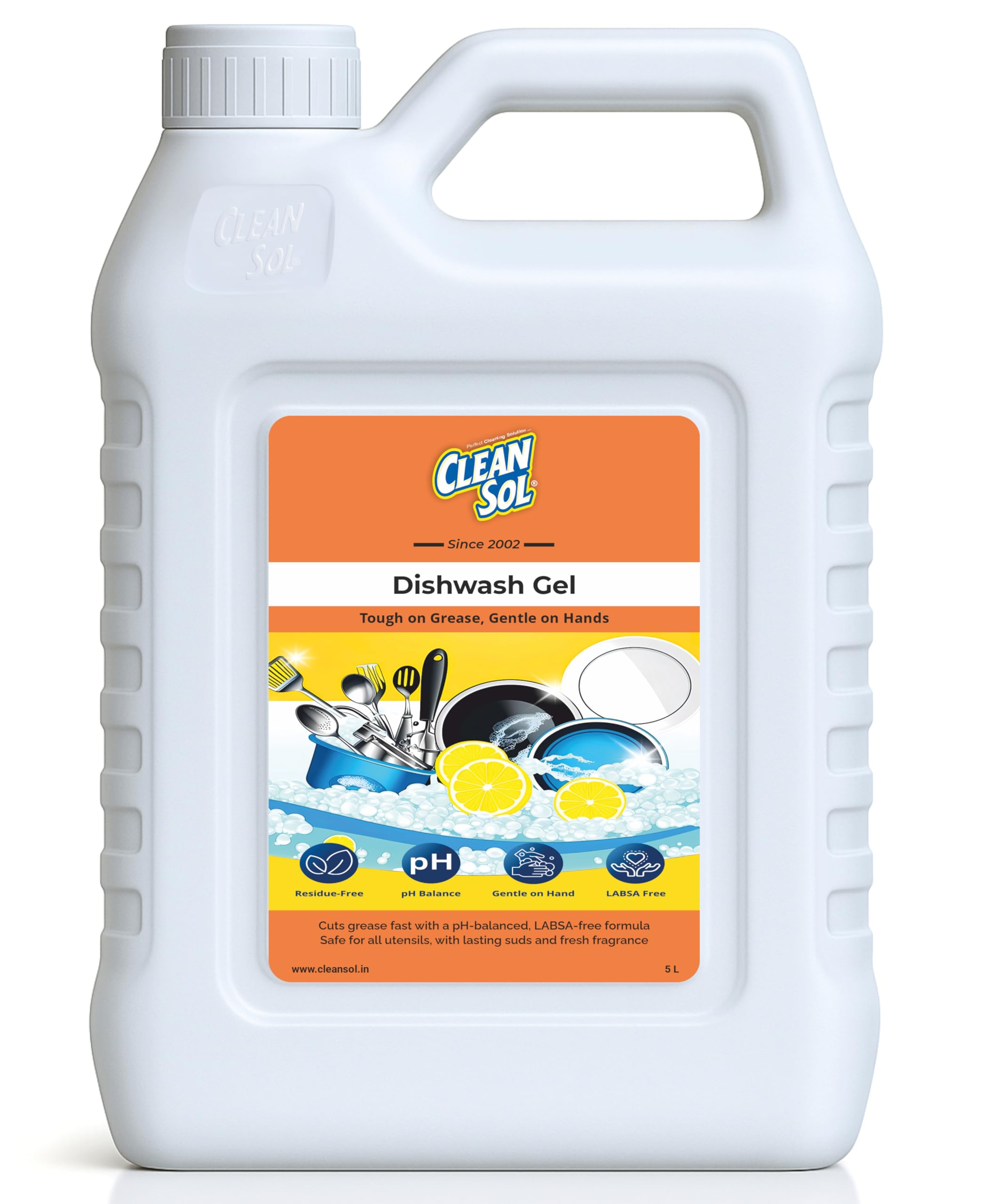 Cleansol Dishwash Washer Detergent Gel Liquid Dishwashing – Powerful Grease & Oil Remover | pH-Balanced, Gentle on Hands & LABSA-Free | Safe for Utensils, Crockery & Glassware – 5 Ltr-picture-15