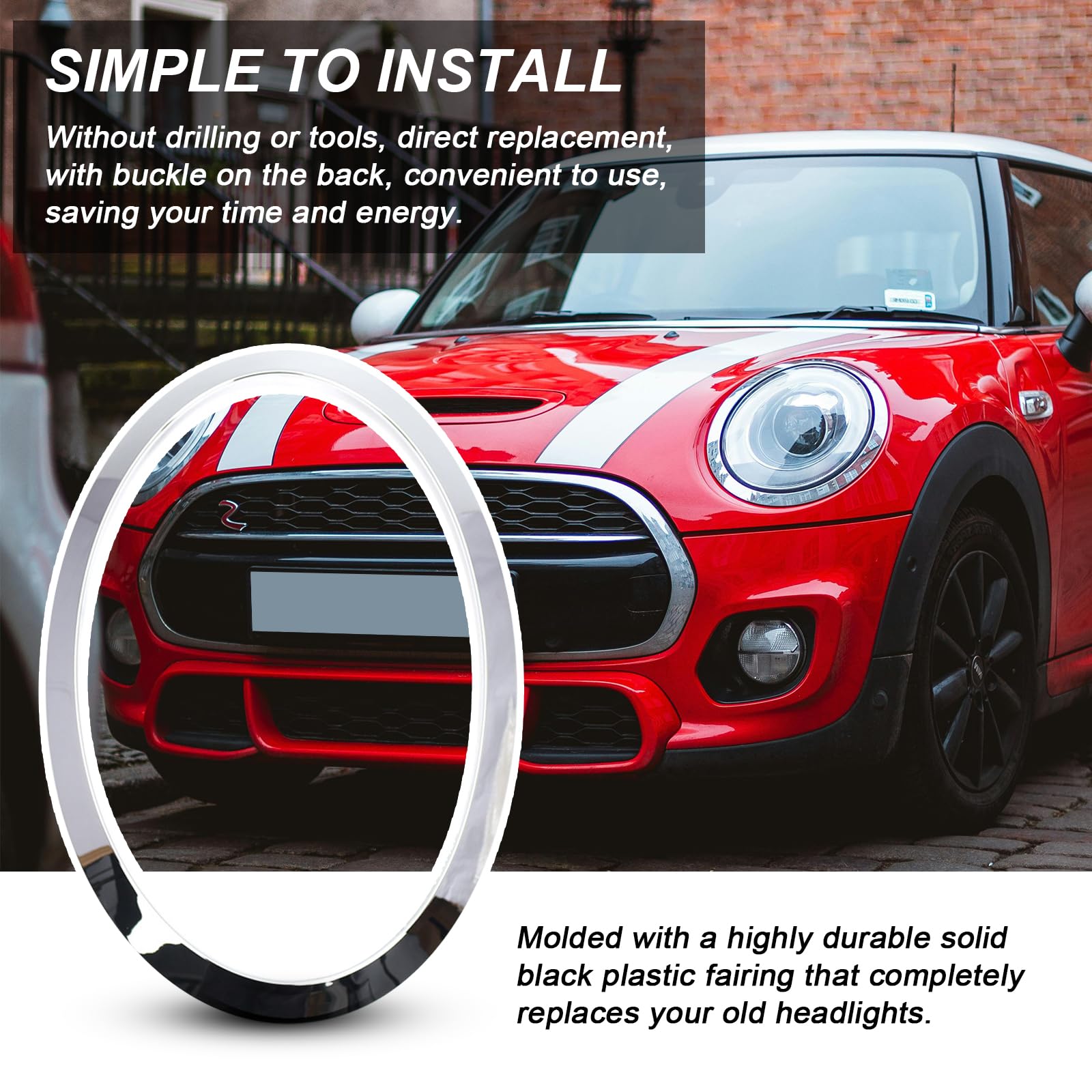 Anillo Decorativo Para Faros Delanteros Compatible con MINI COOPER F55 F56 F57 2014–2018,Cubierta de Anillo para Faros Delanteros,Embellecedores de Anillo de Cubierta de Lámpara Antiniebla(Plata)