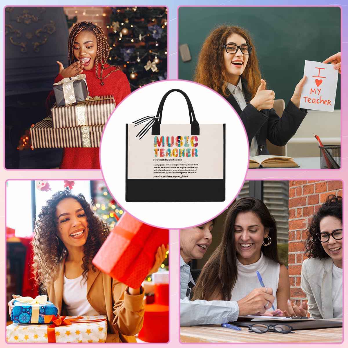 AASRR Music Teacher Appreciation Gifts - Piano & Christmas Gifts - Tote Bag - Image 6