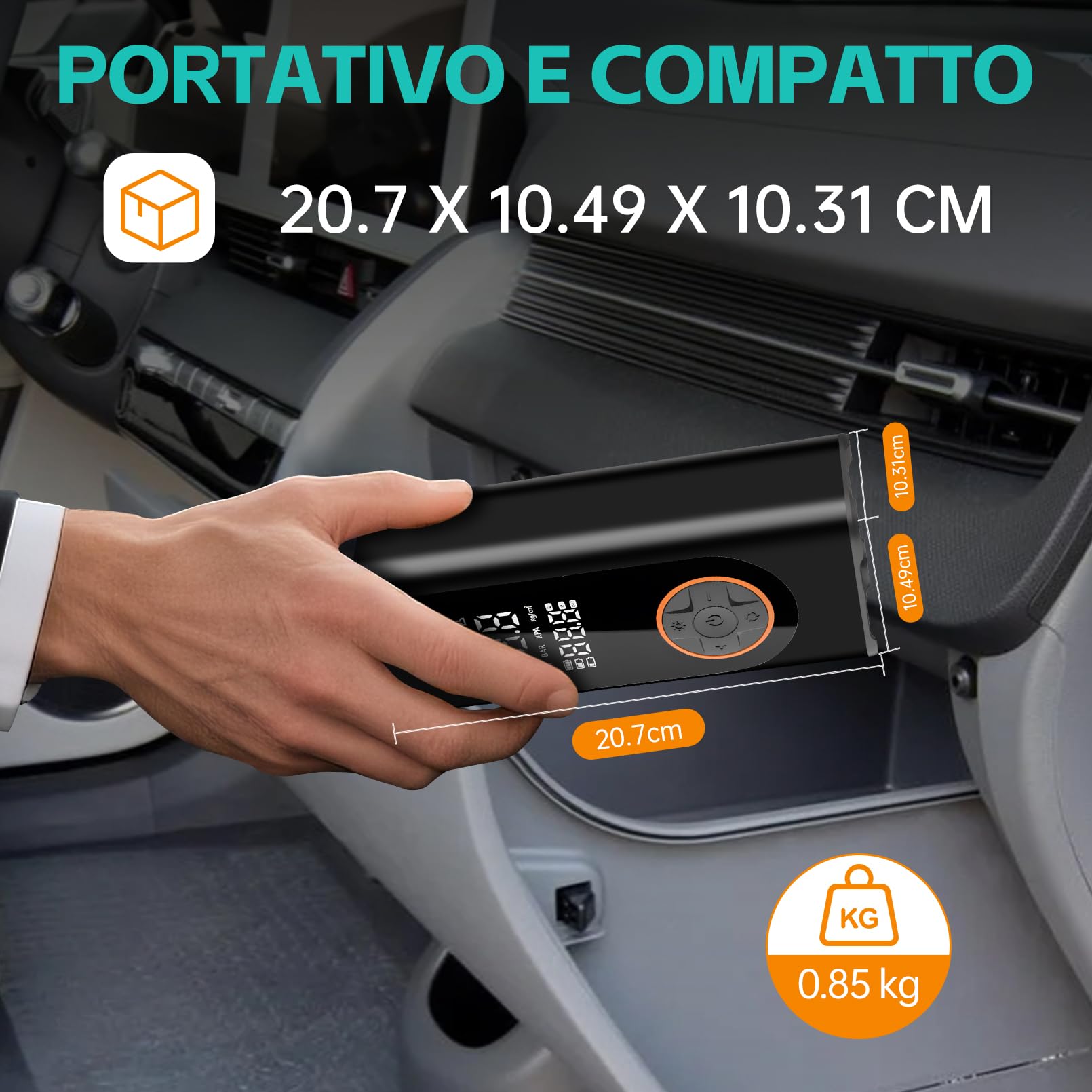 Mini compressore aria portatile Gonfiatore per pneumatici senza fili pompa digitale per pneumatici per auto elettrica DC 12V 150PSI di veicoli/bici/gonfiabili con preimpostato funzione