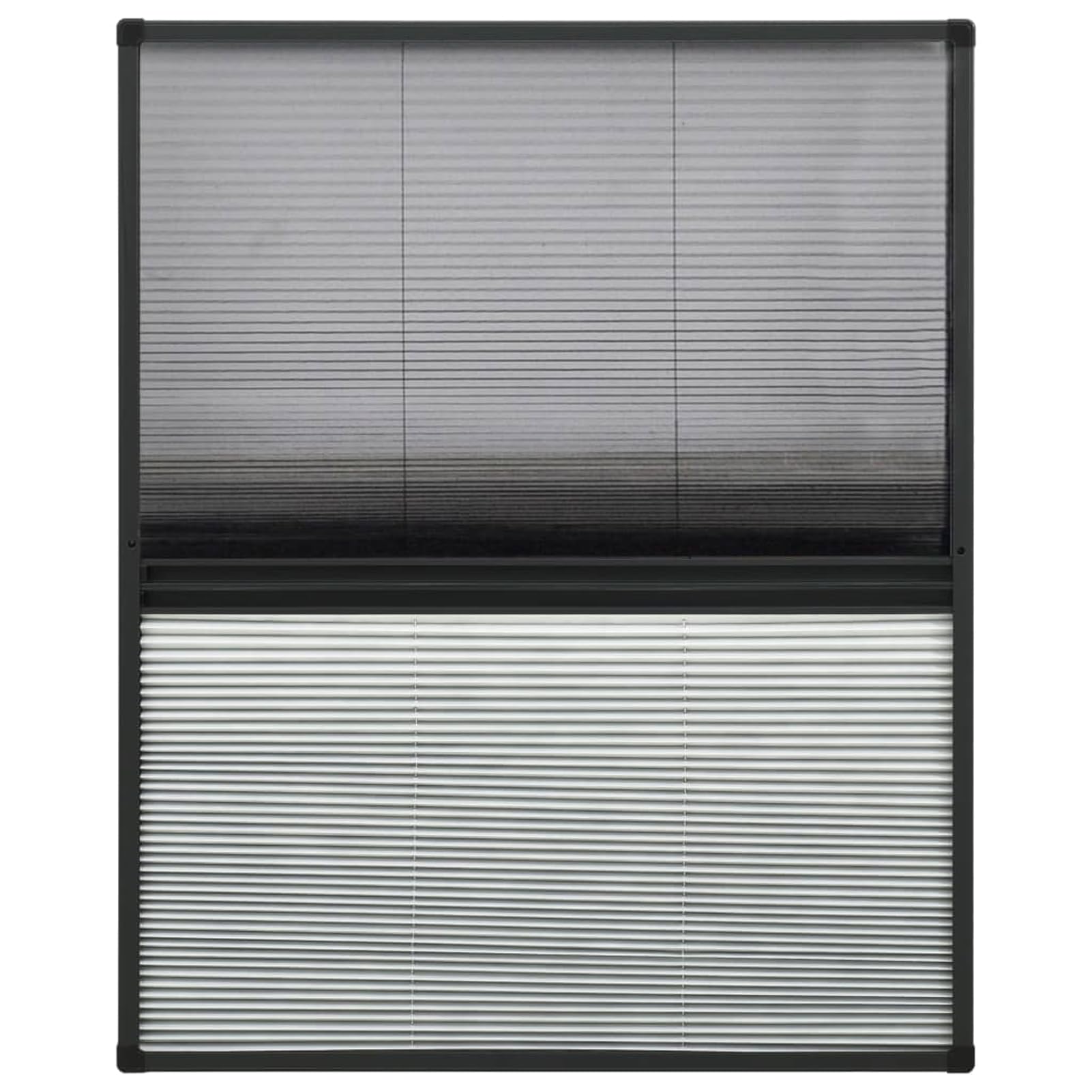 Anself Duo Insektenschutz-Plissee für Dachfenster, Fliegengitter mit PET-Jalousie, Alurahmen Anthrazit, 80x100 cm 148683